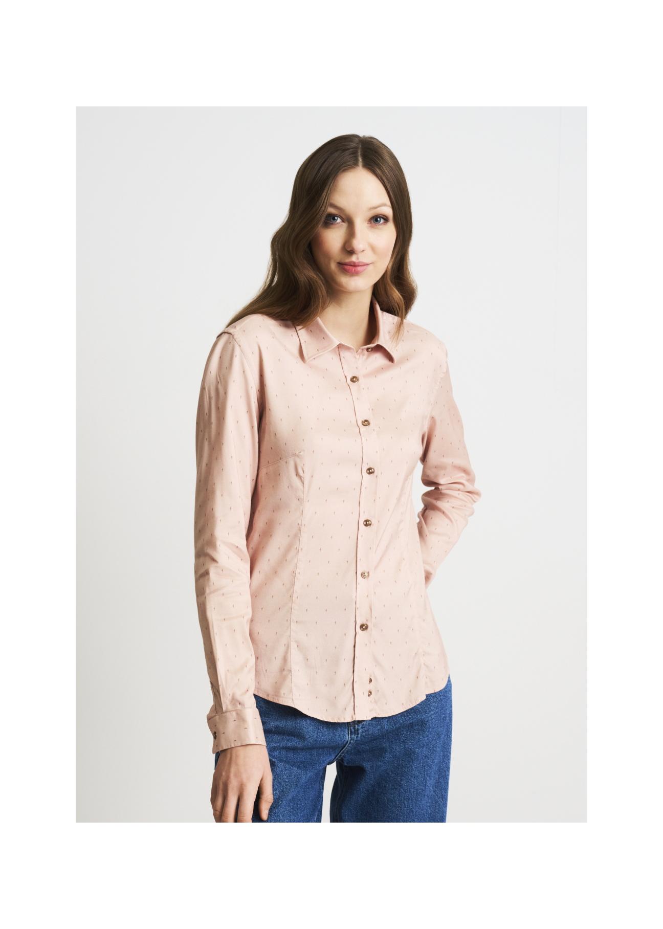 Women's beige shirt in fine oriel KOSDT-0089-81(W22)-01