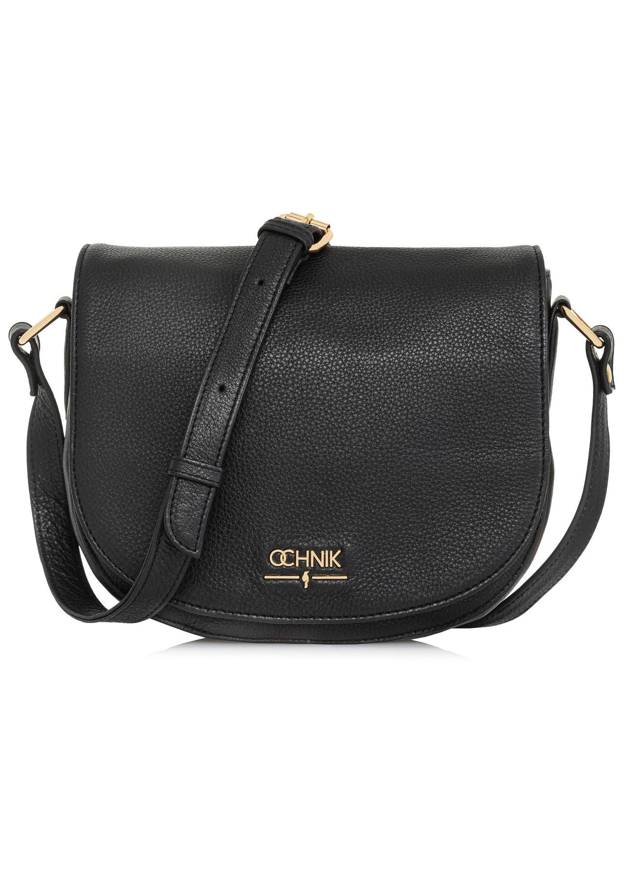 Black leather semi-circular women's messenger bag TORES-0972D-99(W25)-01