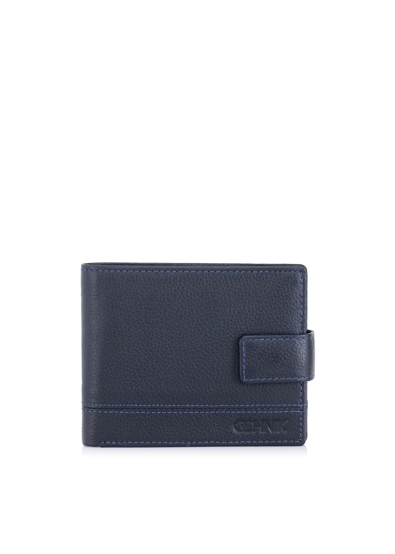 Men's navy blue leather wallet PORMS-0011-69(W24)-01