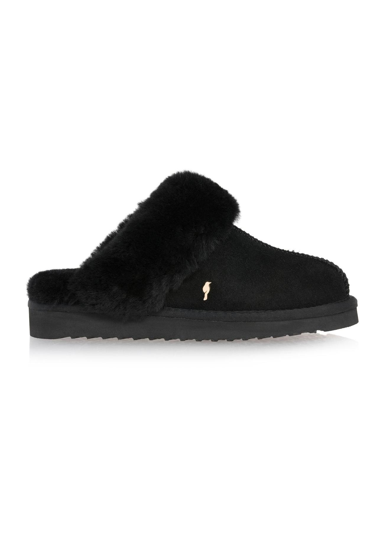 Black slip-on snow boot style slippers BUTYD-1137-99(Z24)-04