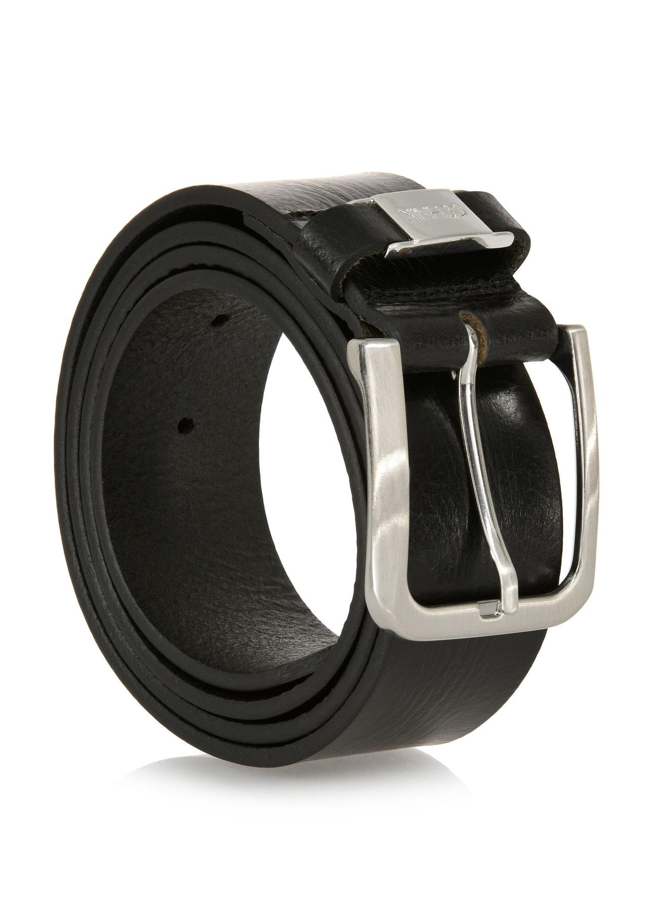 Black leather men's belt PASMS-0129C-99(W24)-02