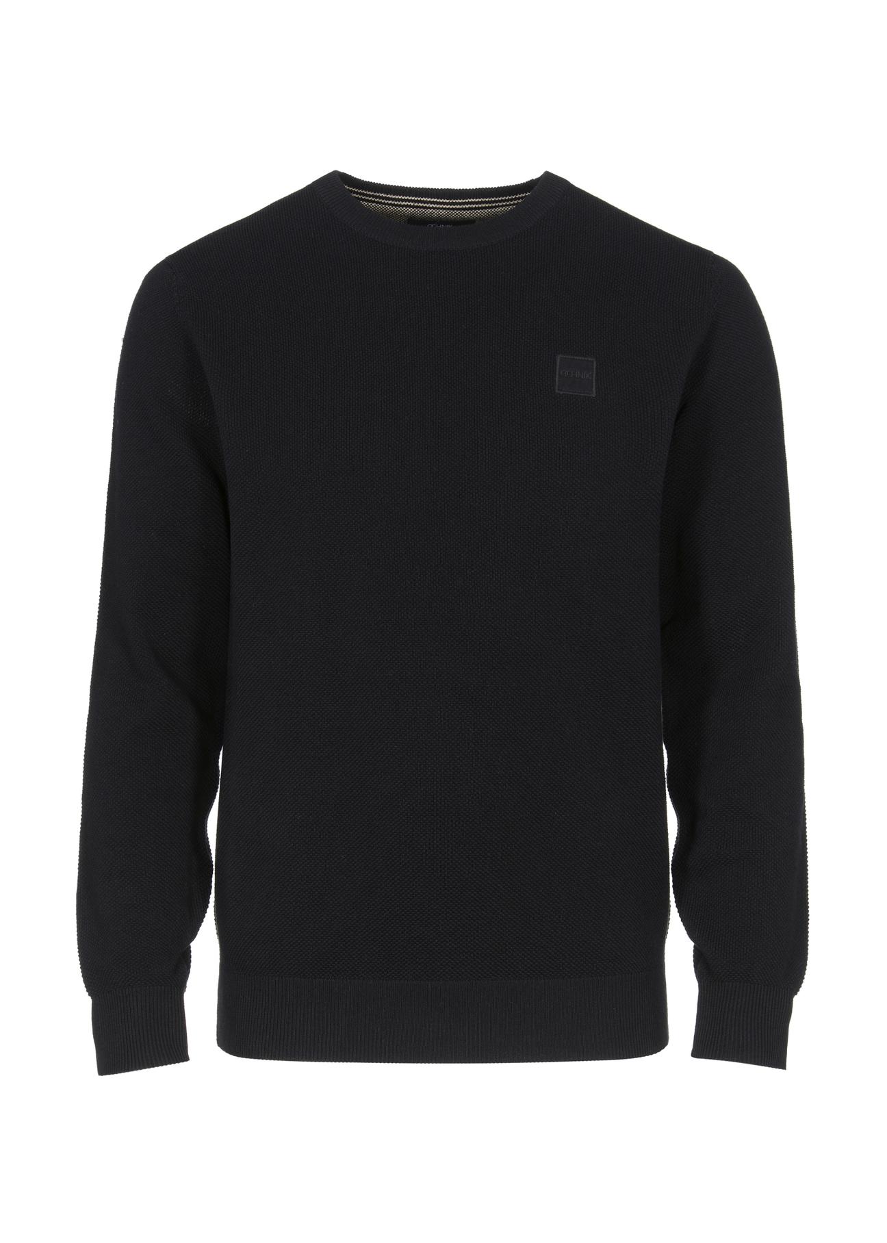 Black cotton men's sweater with logo SWEMT-0135-99(Z23)-03