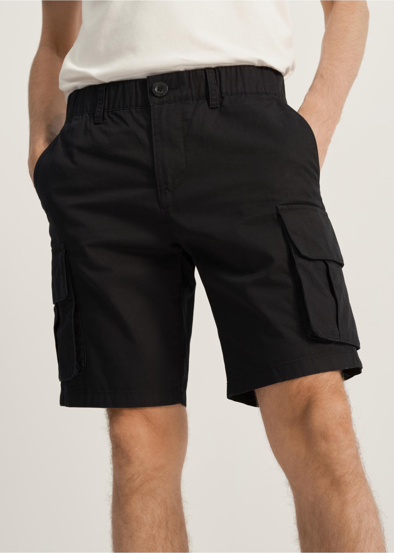 Black men's cargo shorts SZOMT-0028-99(W23)-01