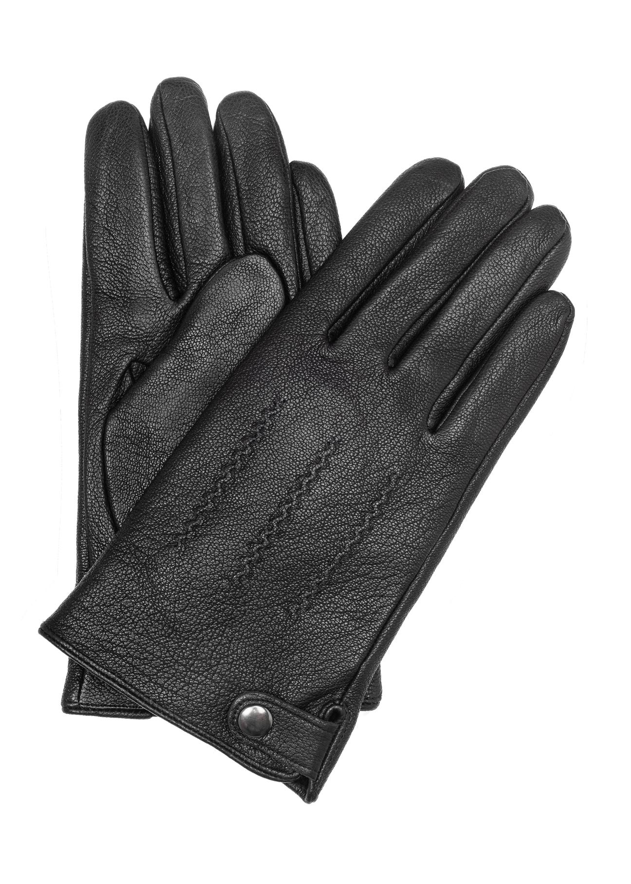 Black insulated leather gloves for men REKMS-0076-99(Z24)