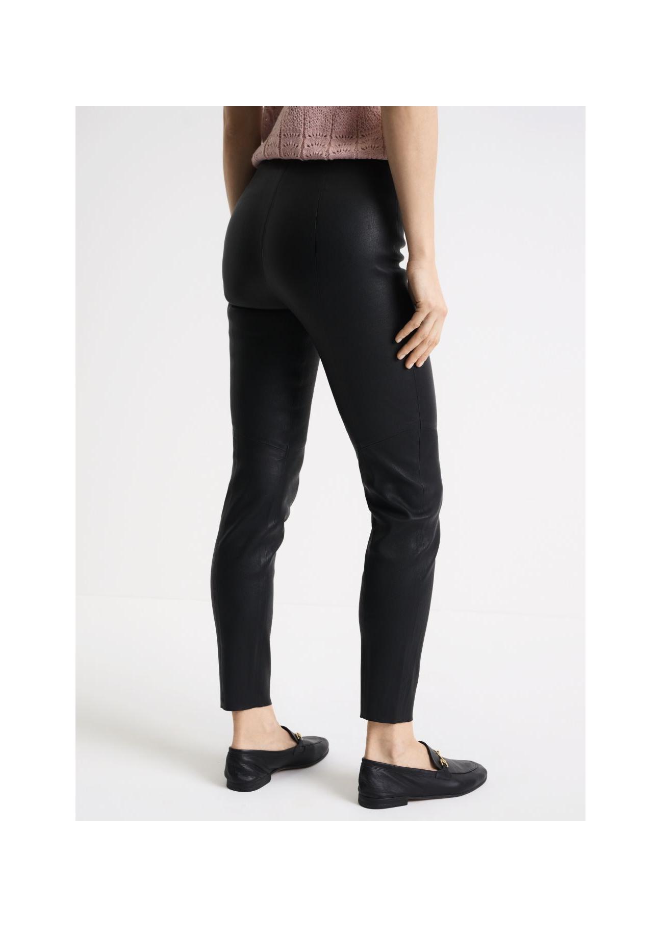 Women's black leather leggings SPODS-0030-1378(W24)-04