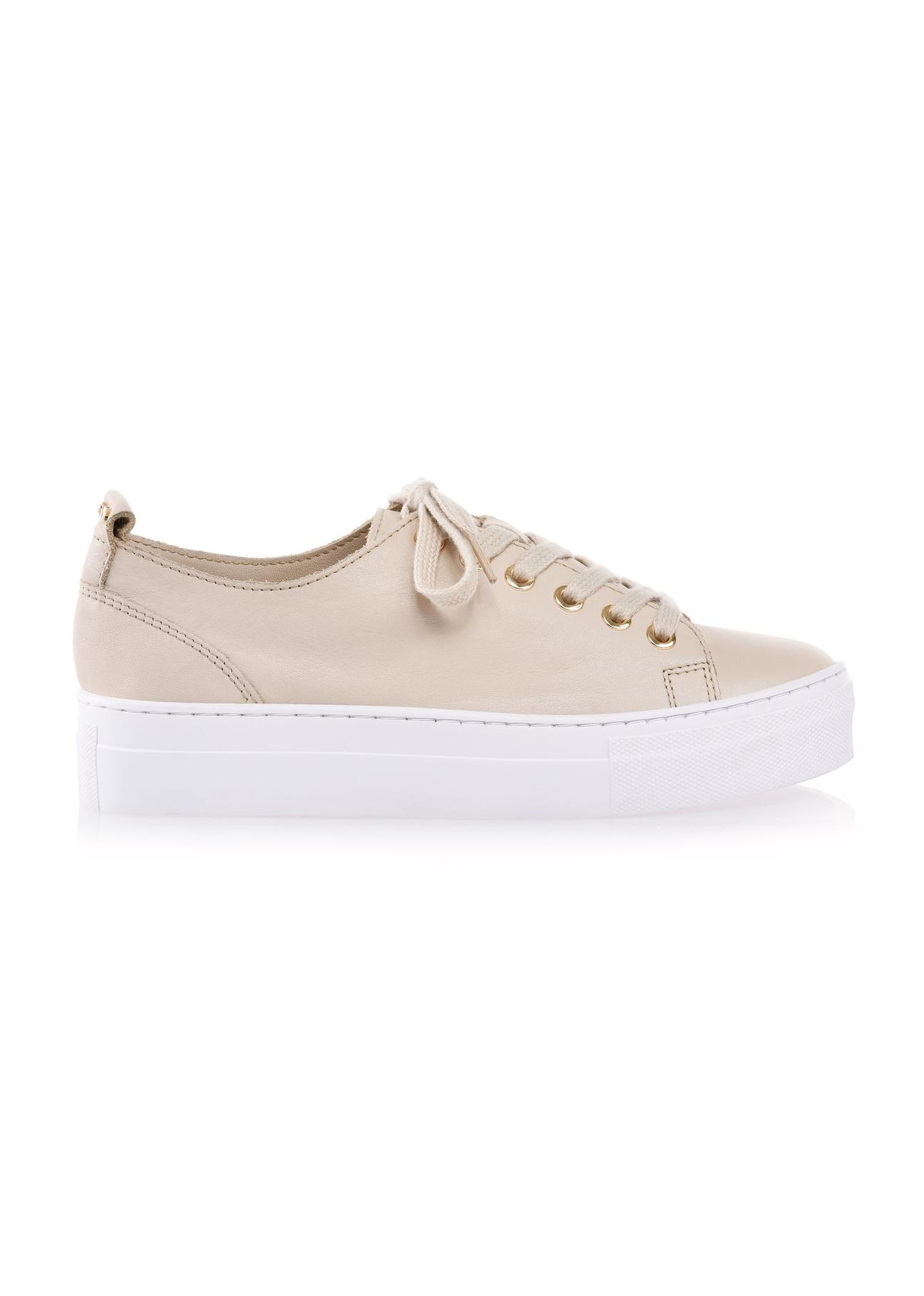 Women's tall beige leather sneakers BUTYD-1062-81(W24)-01