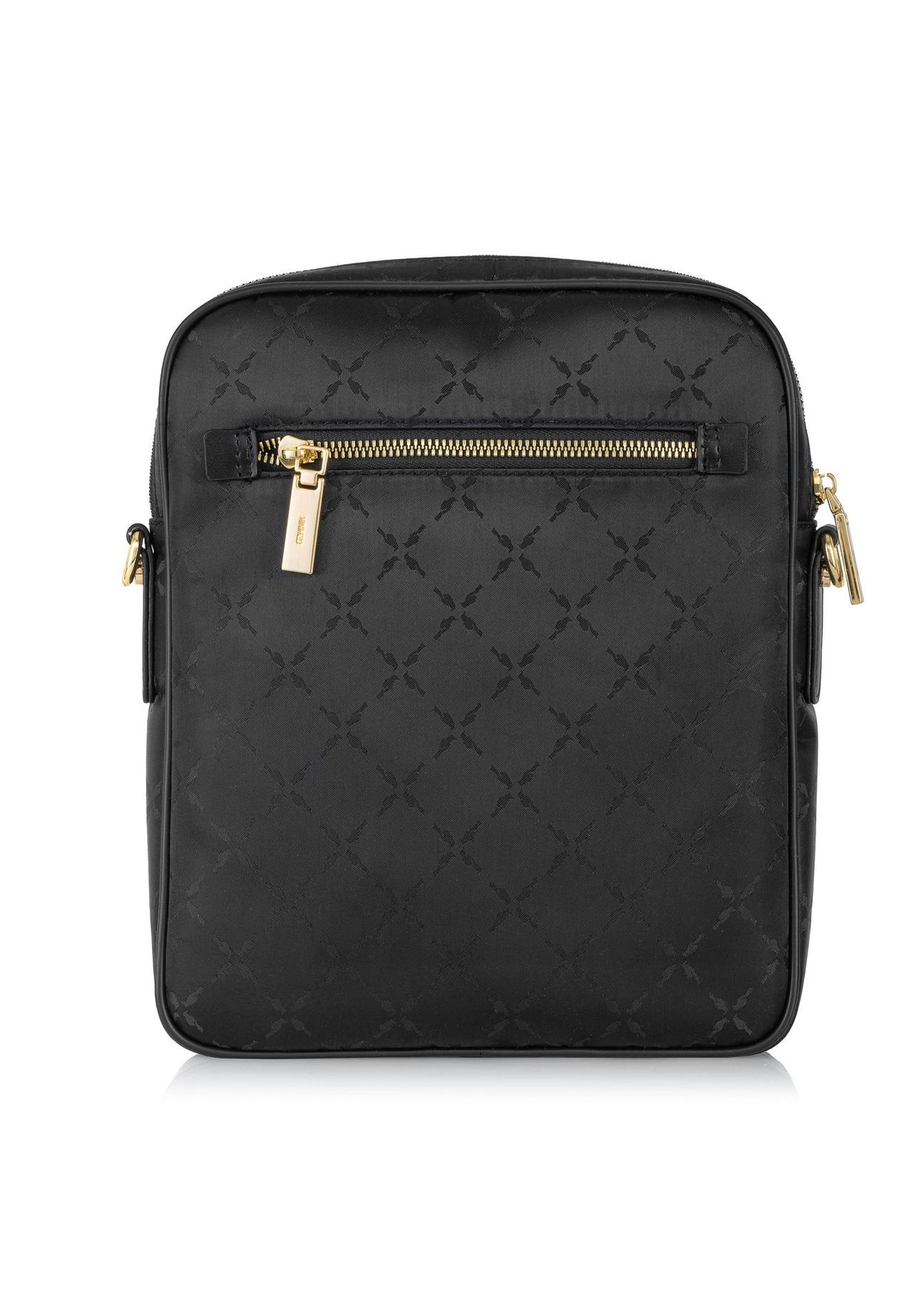 Black women's messenger bag with monogram TOREN-0257A-99(Z24)-04