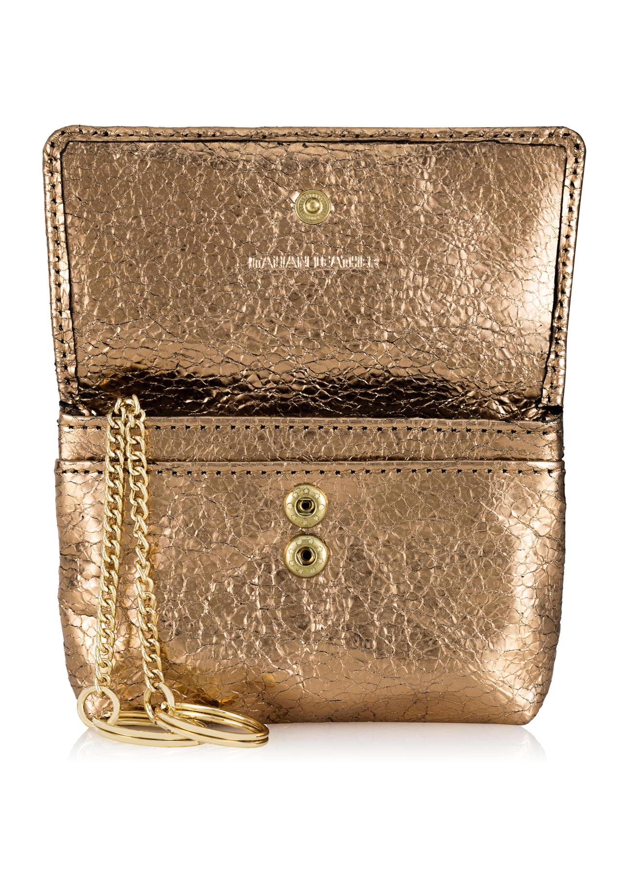 Small gold leather wallet with chain PORES-0877-28(Z23)-05