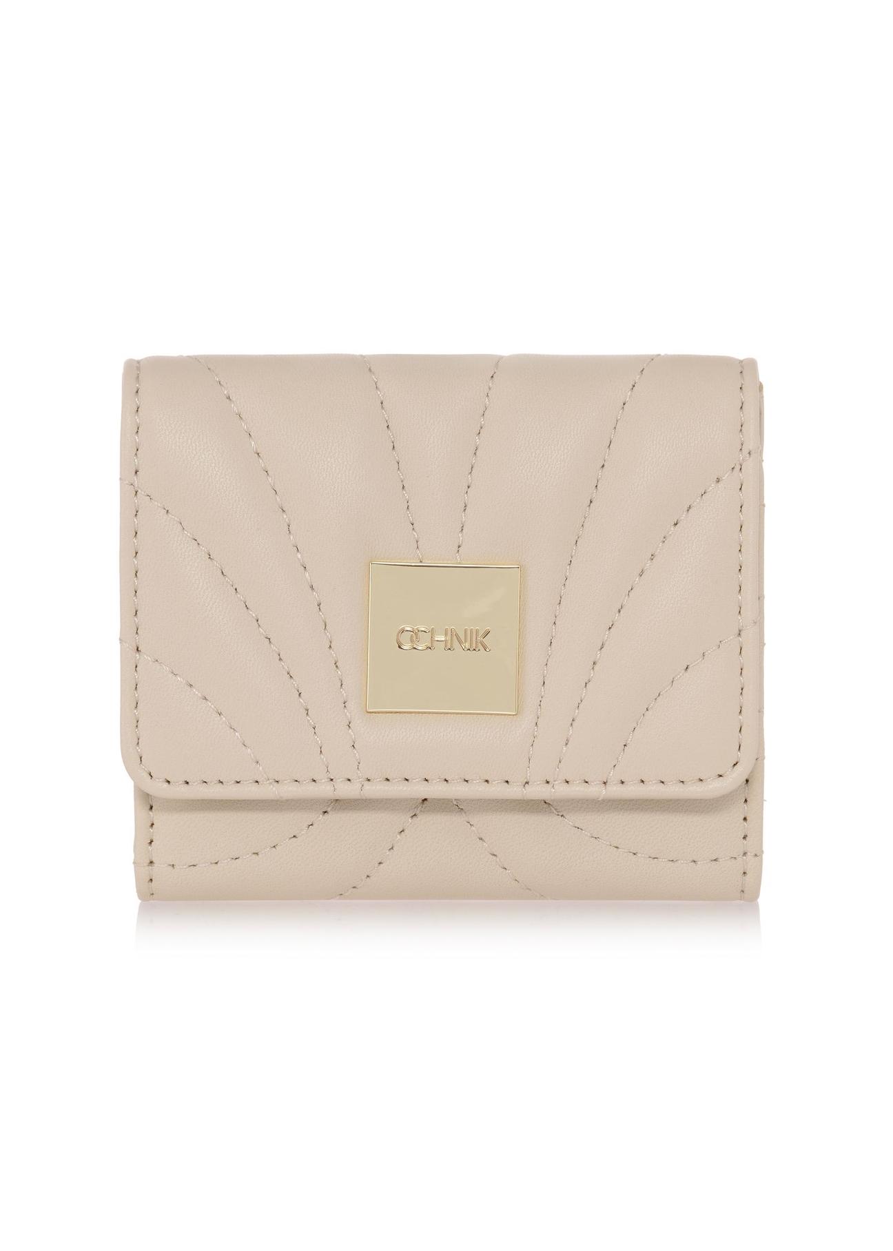 Cream leather card case PORES-0840-12(W23)-01