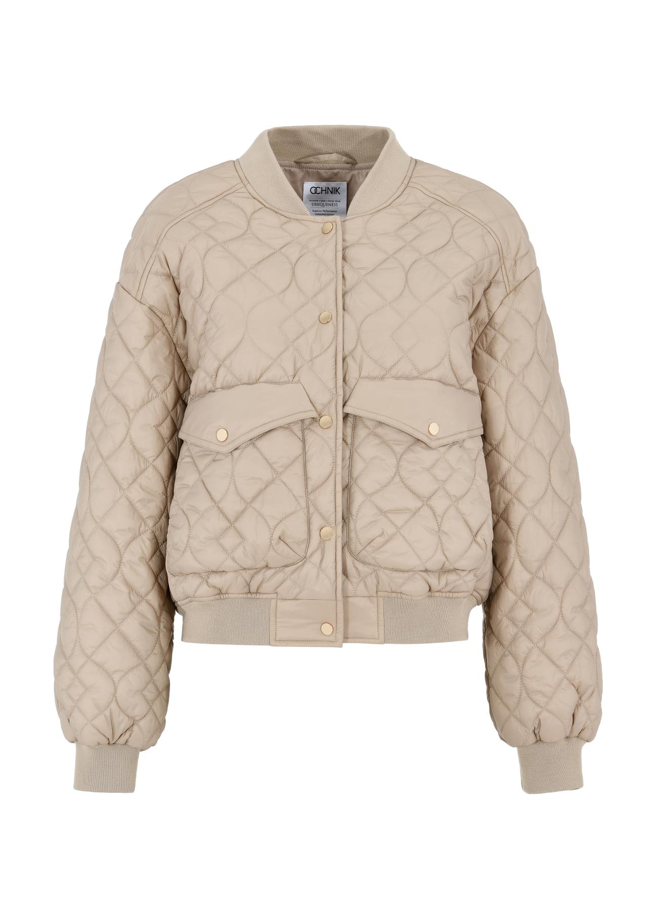 Beige quilted jacket for women KURDT-0507-81(W24)-04