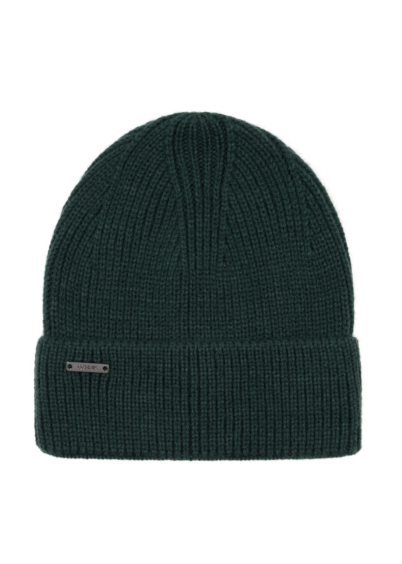 Women's green winter cap CZADT-0162-54(Z23)-02