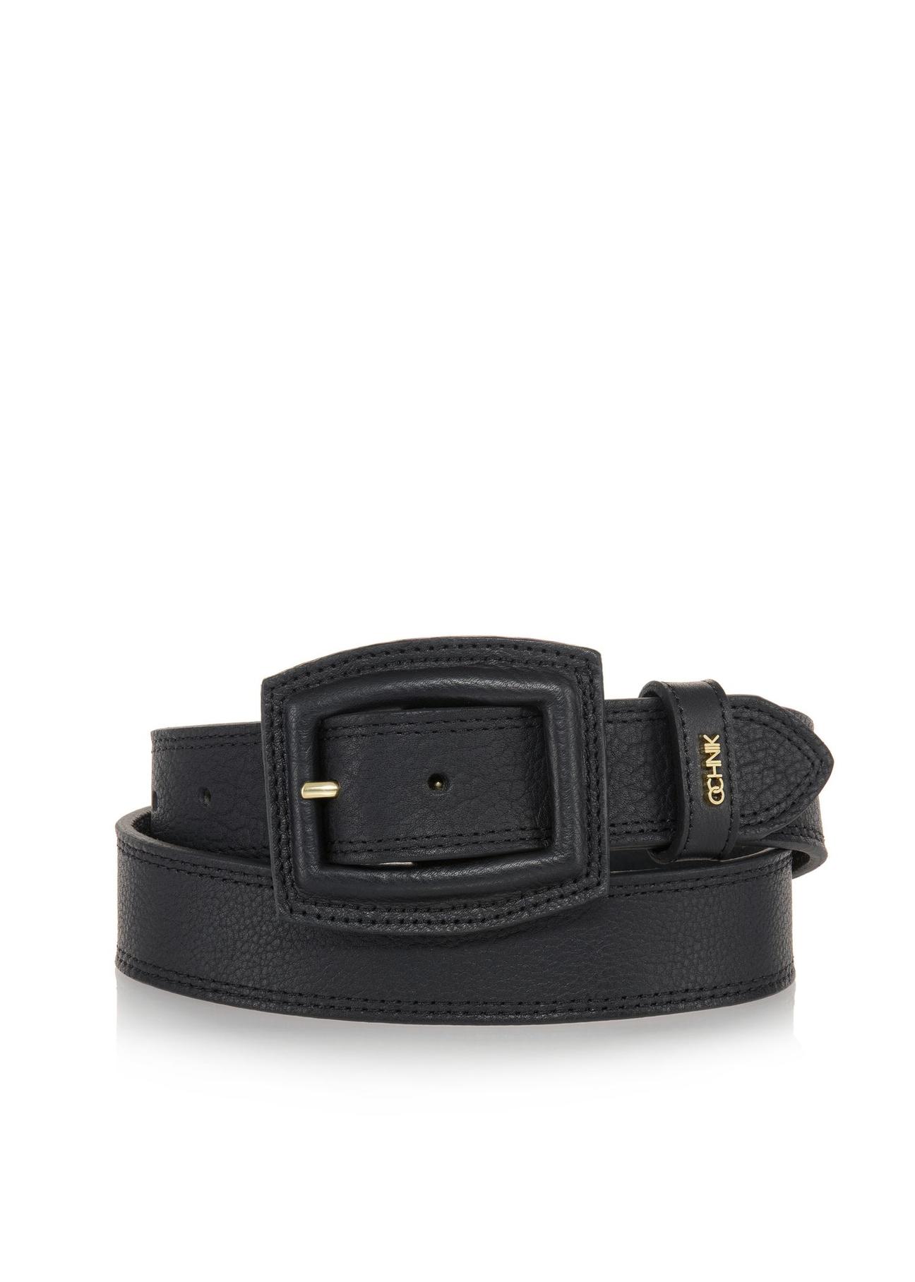 Black leather women's belt PASDS-0272-99(W23)-01