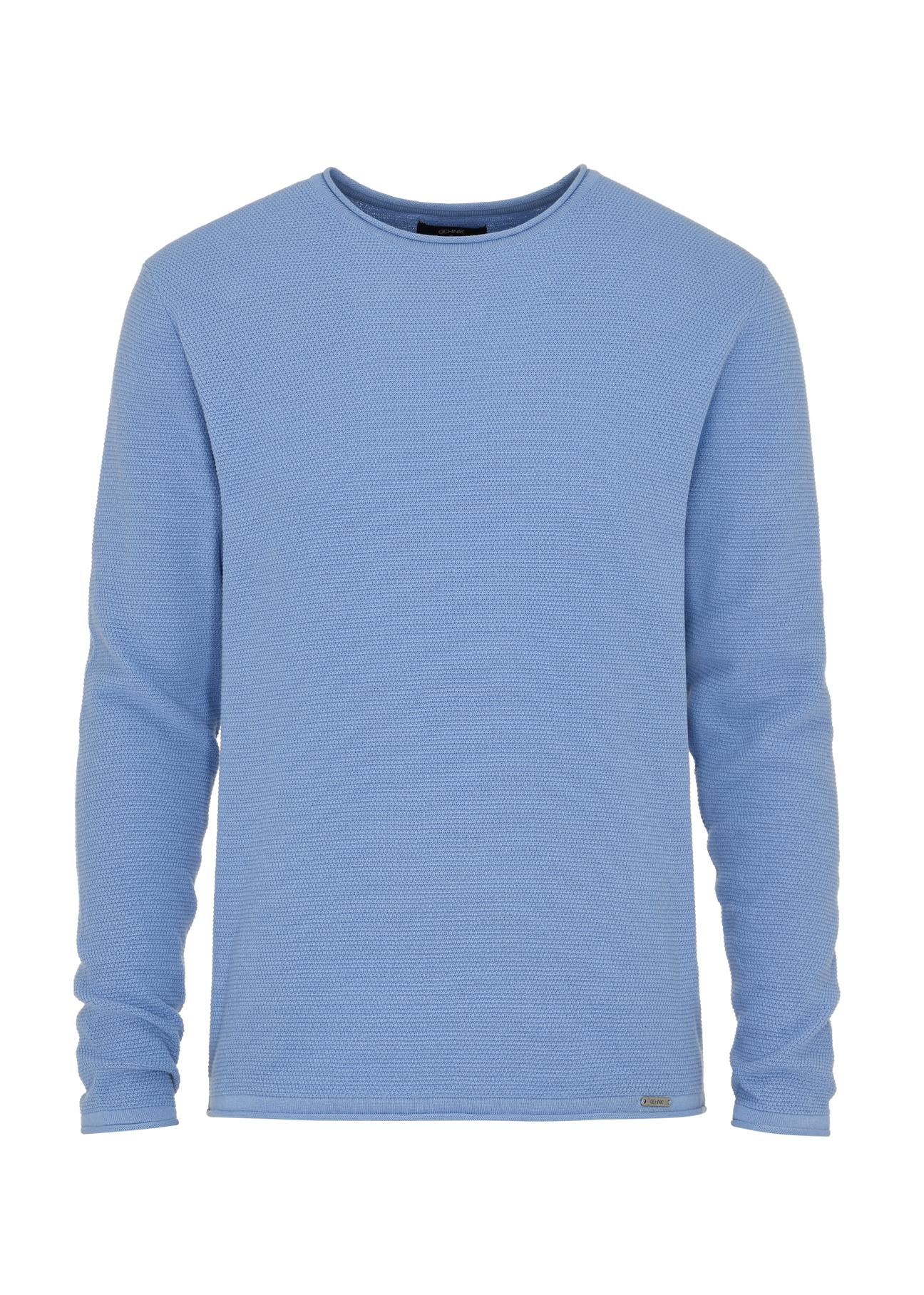 Blue men's basic sweater SWEMT-0128-62(W24)-04