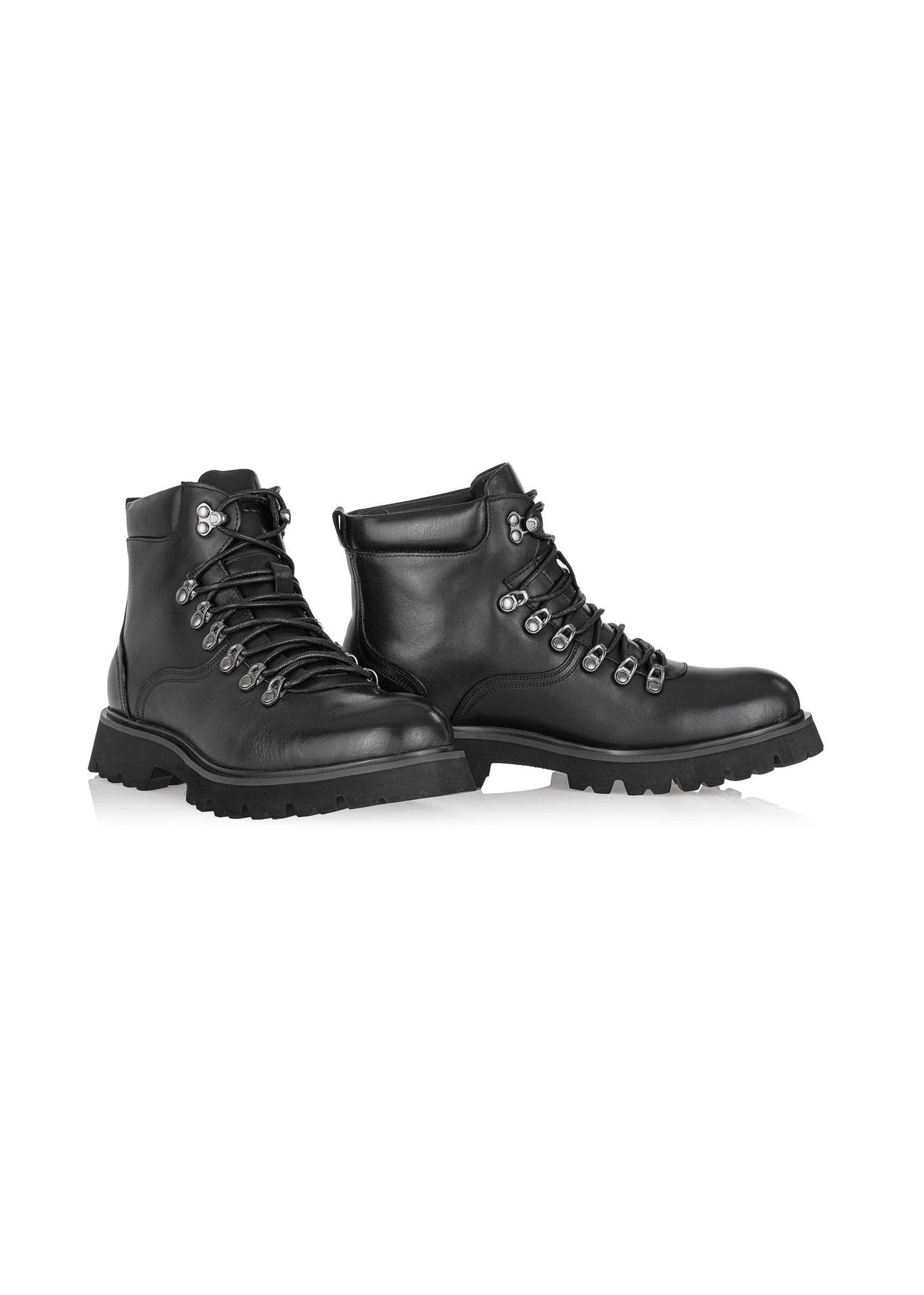 Black leather men's boots BUTYM-0467-99(Z24) pic. 1