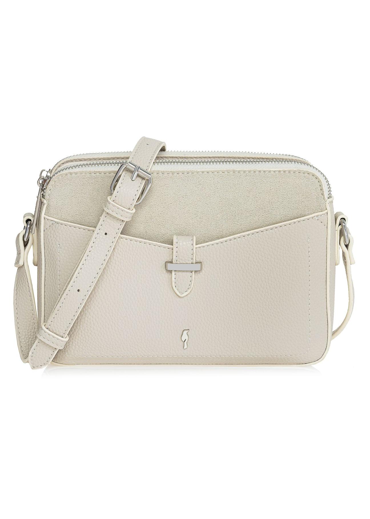 Cream three-compartment women's handbag TOREC-0830A-12(W25)-01