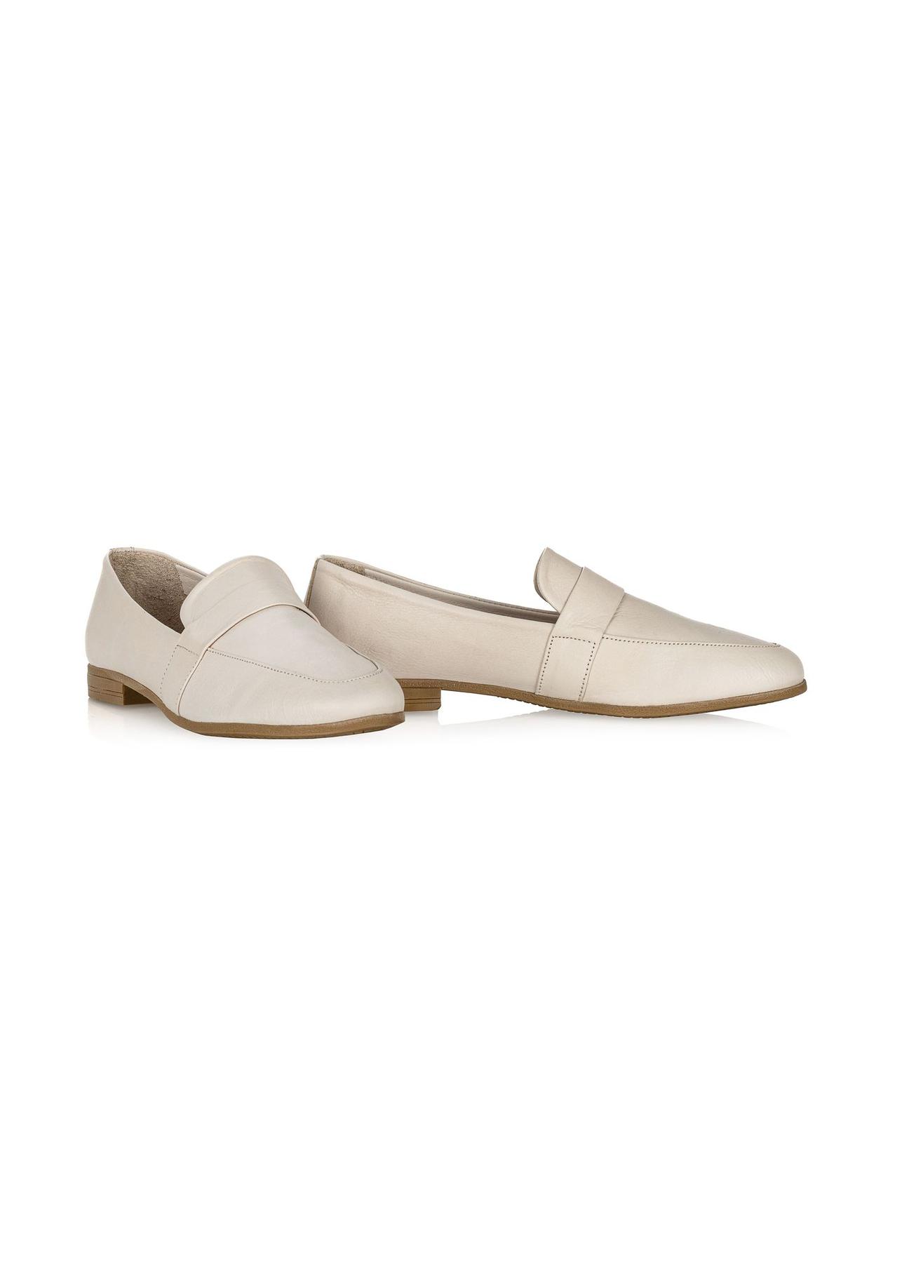 Women's cream leather moccasins BUTYD-1074-12(W24)-02