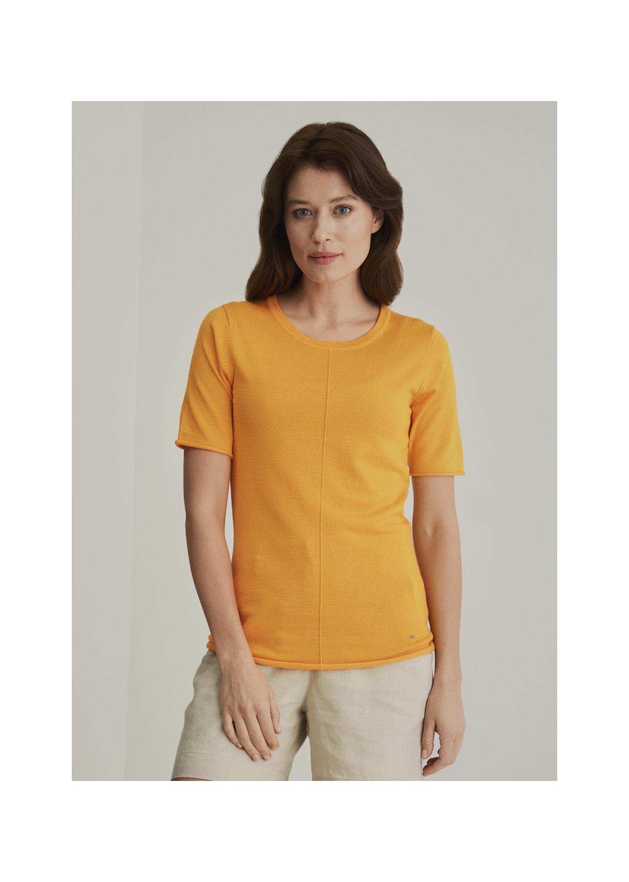 Women's short sleeve blouse BLUDT-0151-21(W22)-01