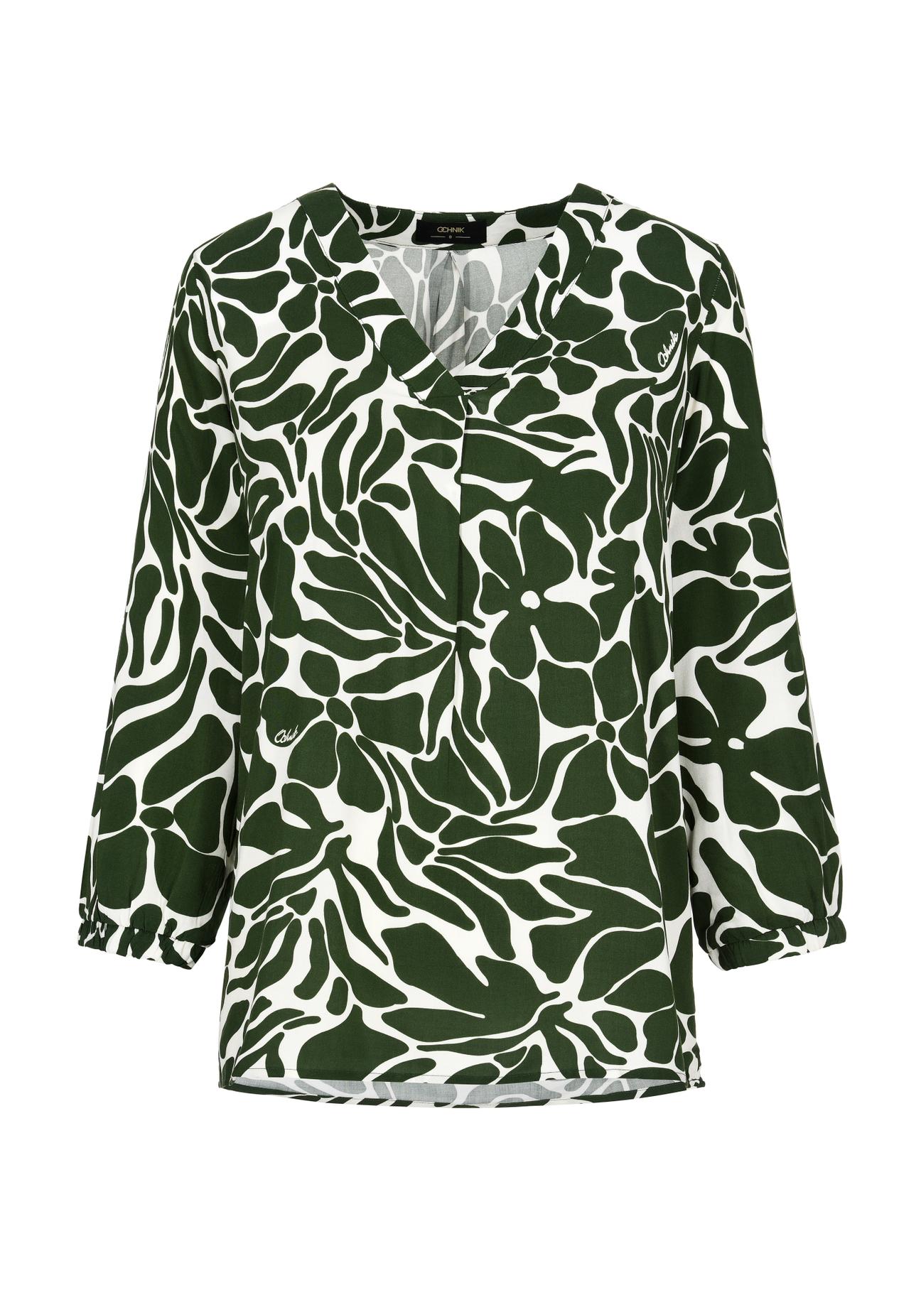 Green and white women's blouse BLUDT-0172-55(W24)-03