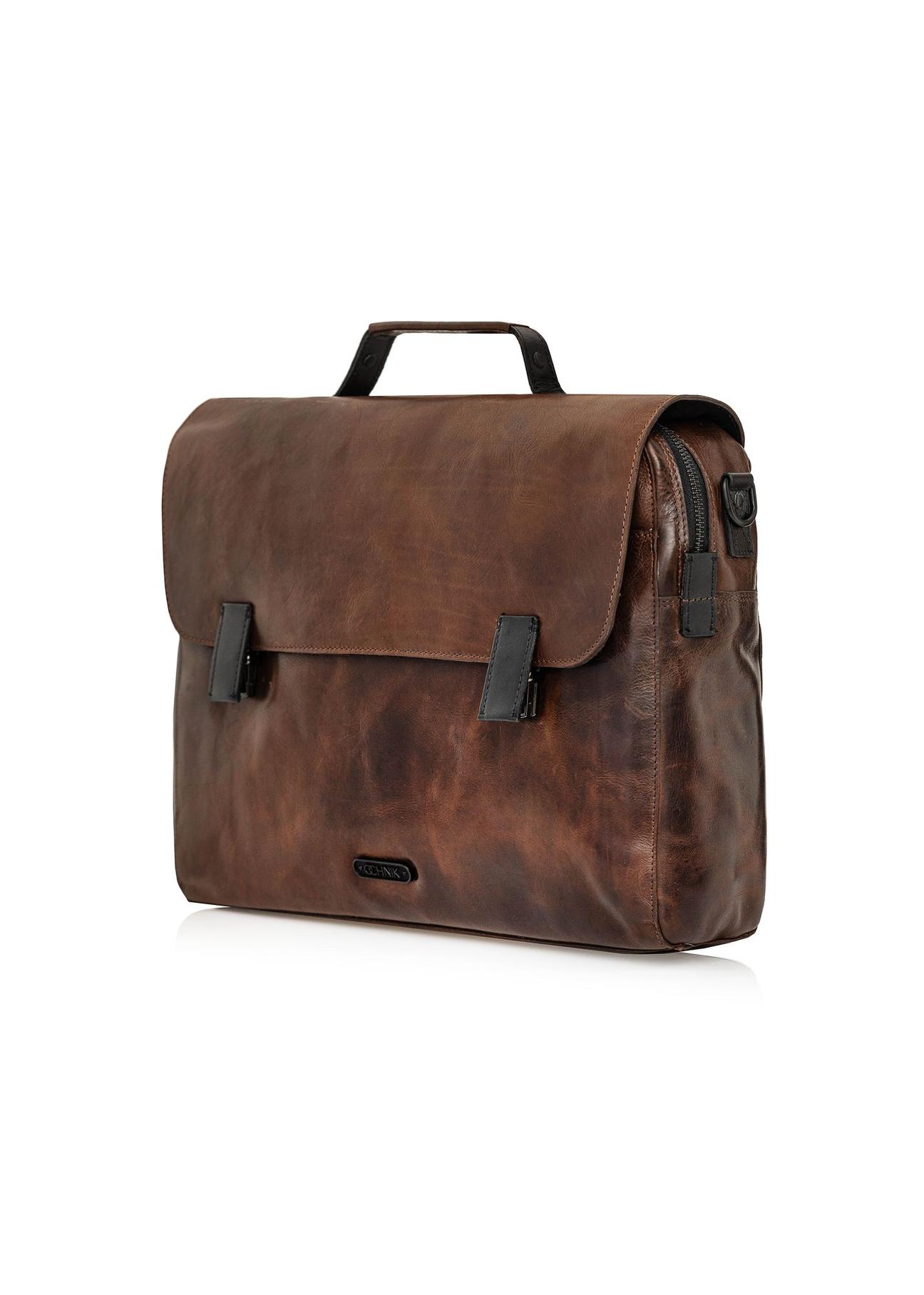 Brown leather men's briefcase TORMS-0102B-79(Z24)-02