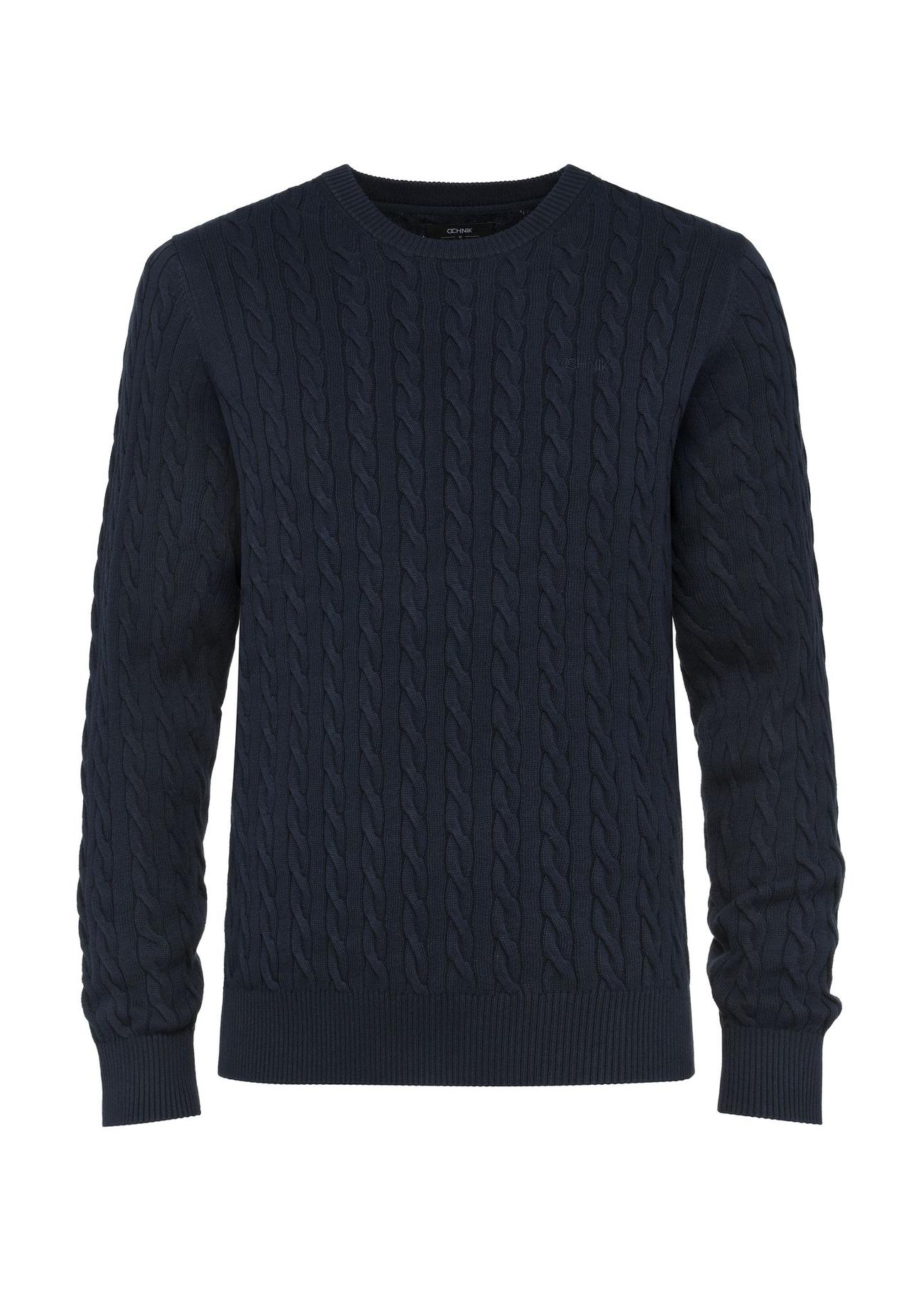 Navy blue men's cotton sweater SWEMT-0148-68(Z24)-04