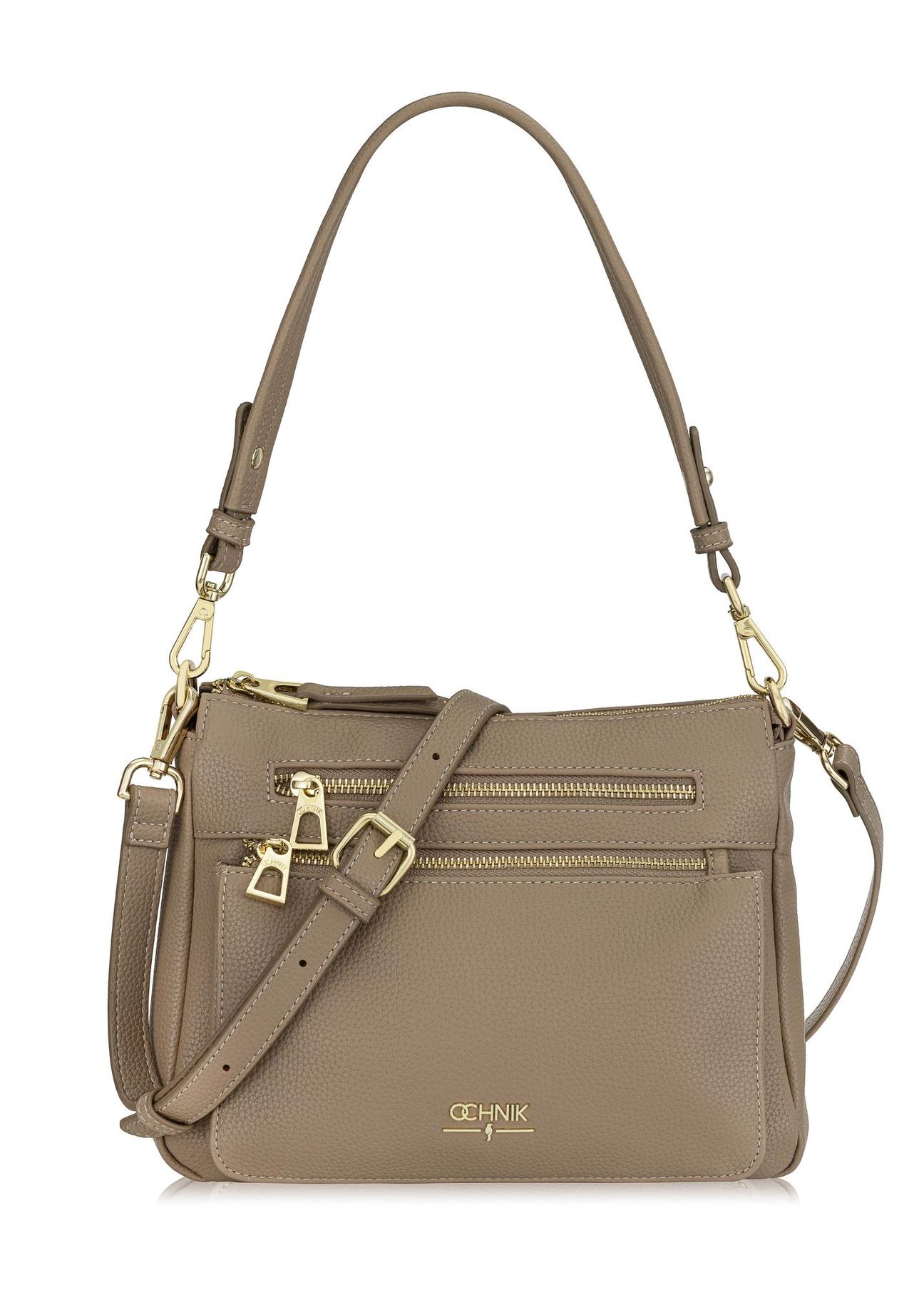 Beige women's handbag made of imitation leather TOREC-0966-81(Z24)-02