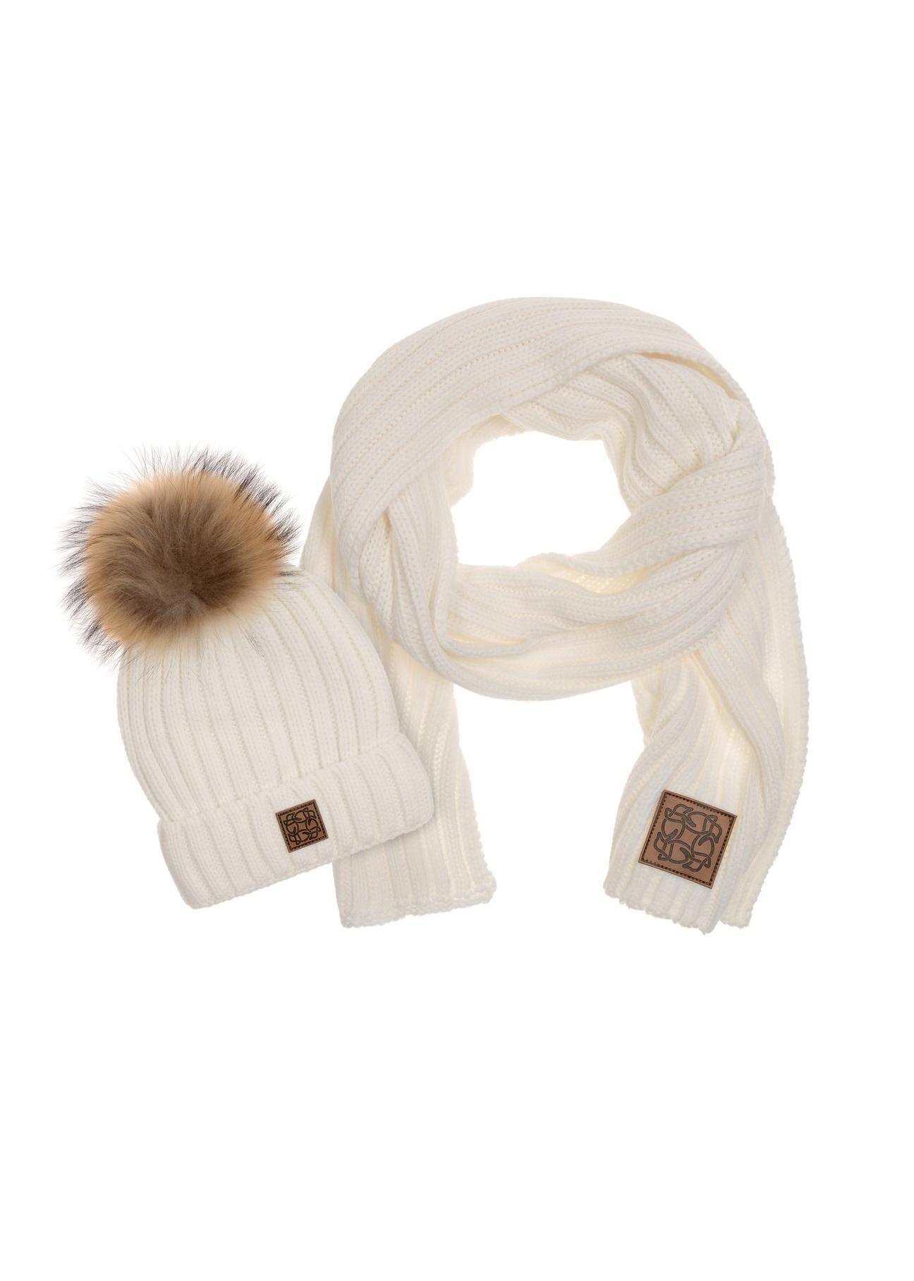 Cream women's hat and scarf set ZESTD-0003-12(Z23)-01