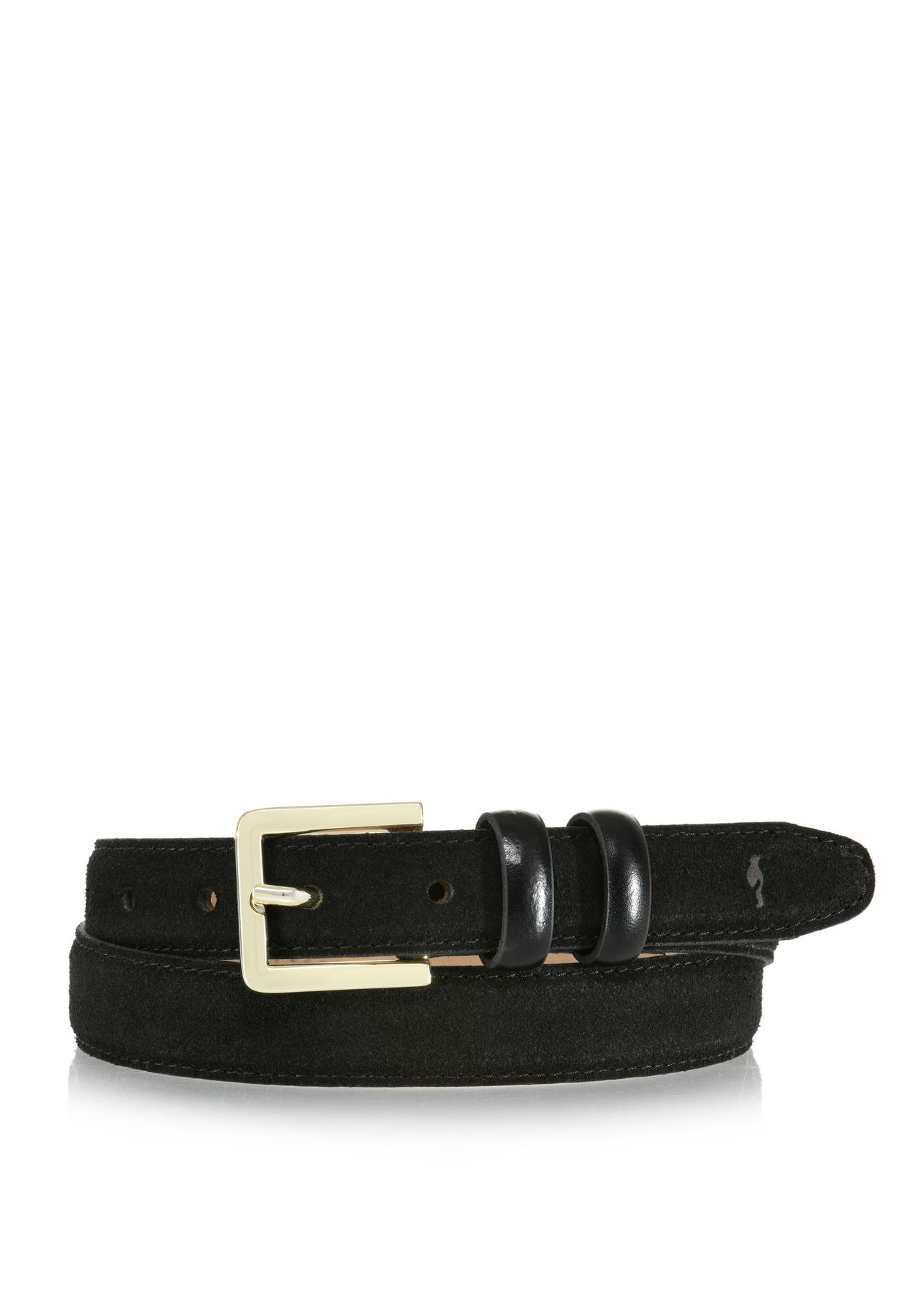 Black suede leather women's belt PASDS-0283A-99(W24)-01