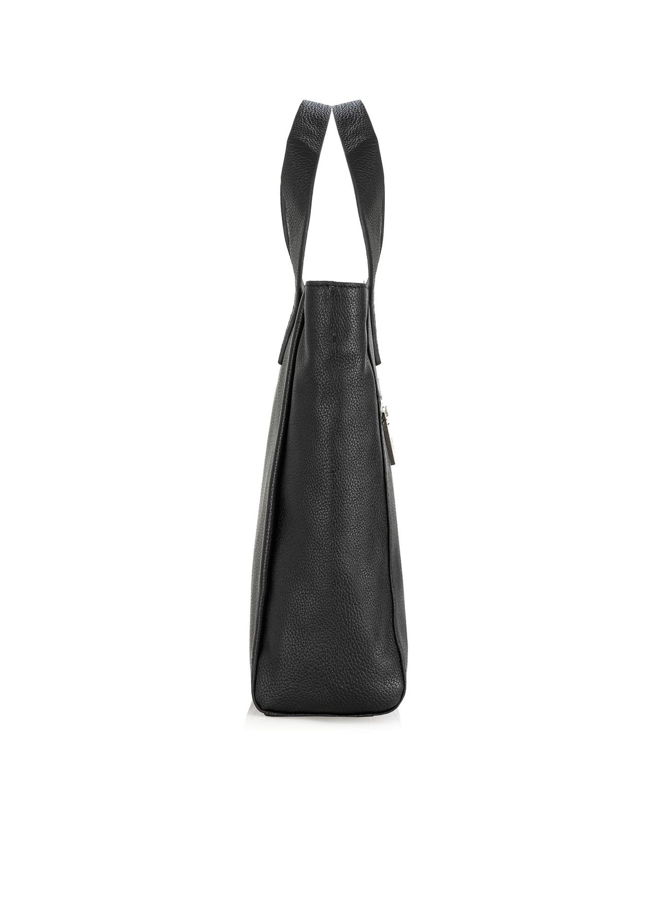 Black leather shopper bag TORES-0993-99(W24)-04