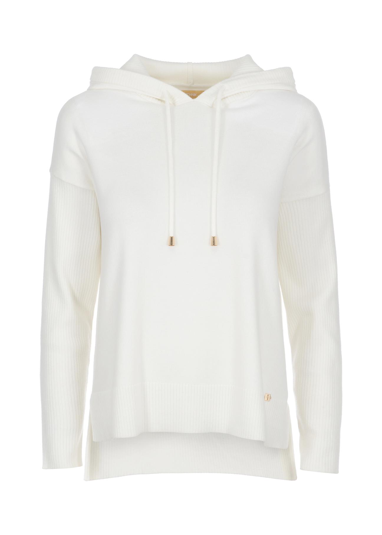 Cream women's hooded sweater SWEDT-0180-12(Z24)-04