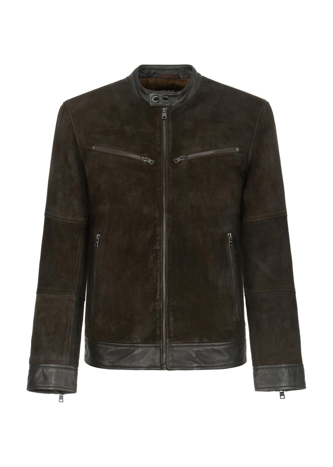 Men's brown leather jacket KURMS-0303-1287(W23)-04