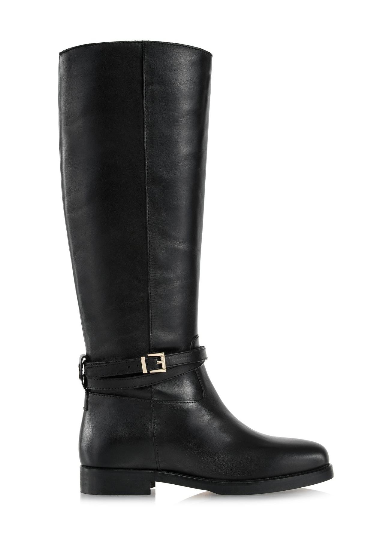 Black leather women's riding boots BUTYD-1089-99(Z24)-01