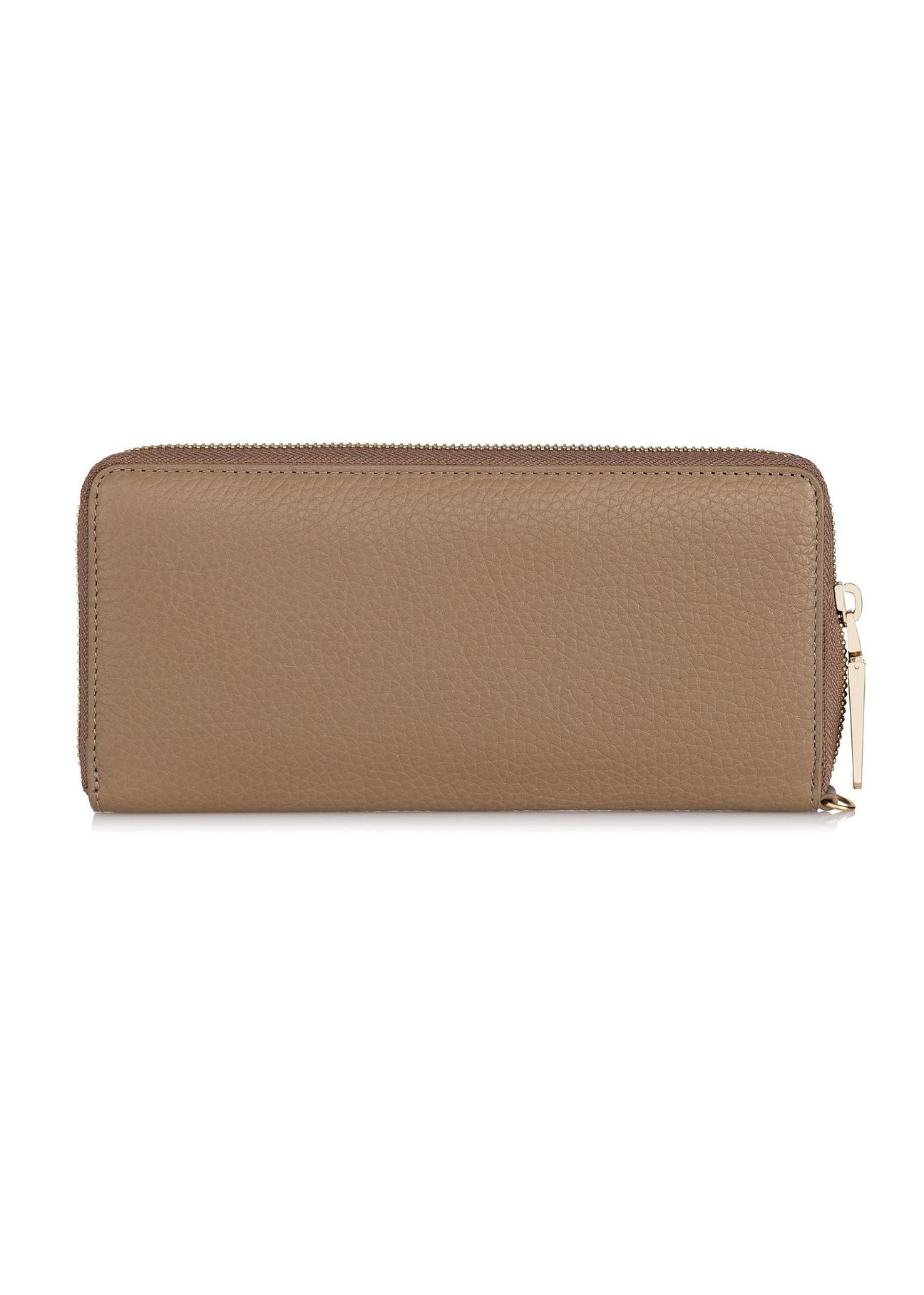 Beige leather women's belt wallet PORES-0892-81(Z23)-03