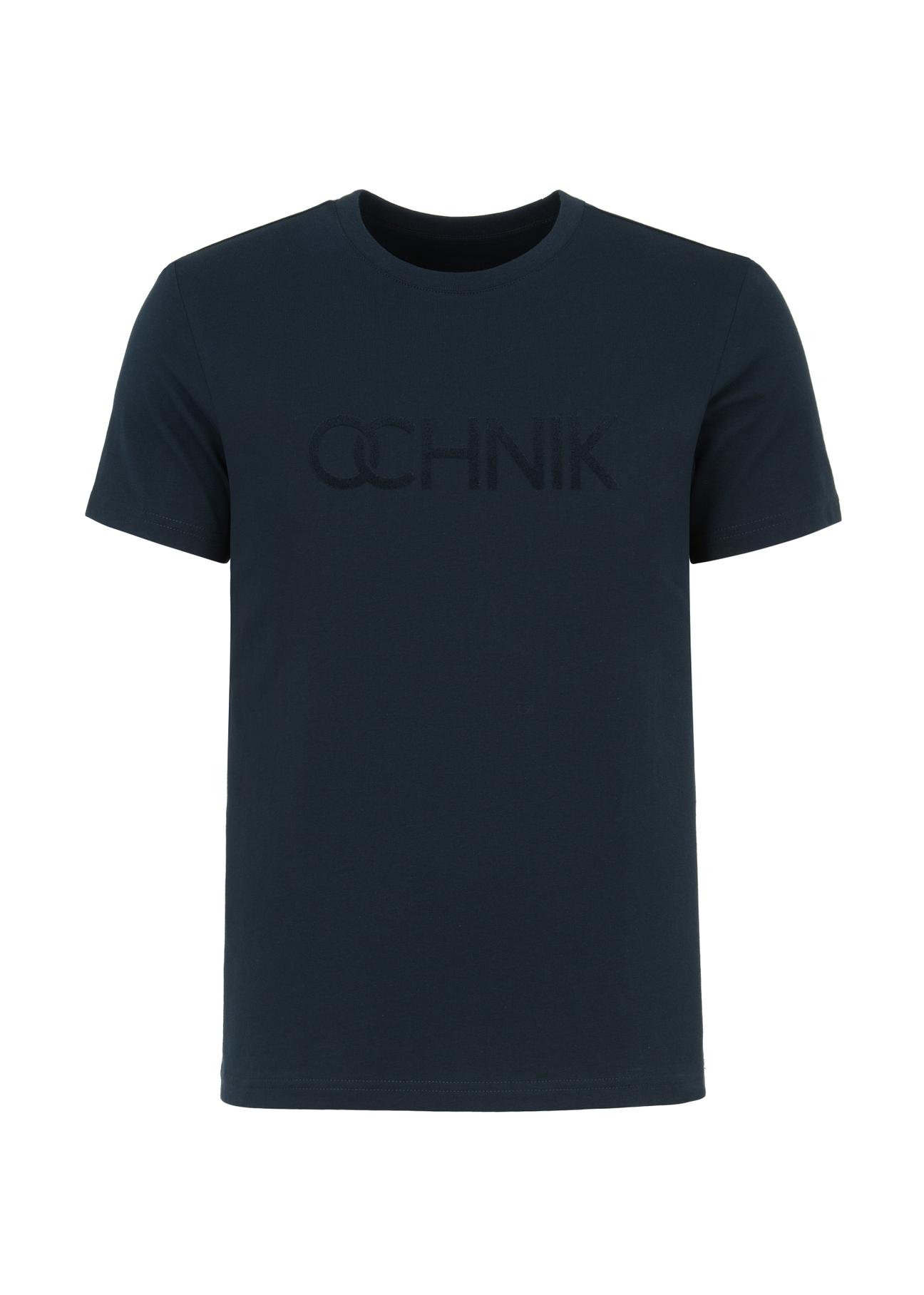 Men's navy blue T-shirt with logo TSHMT-0090-69(W23)-04