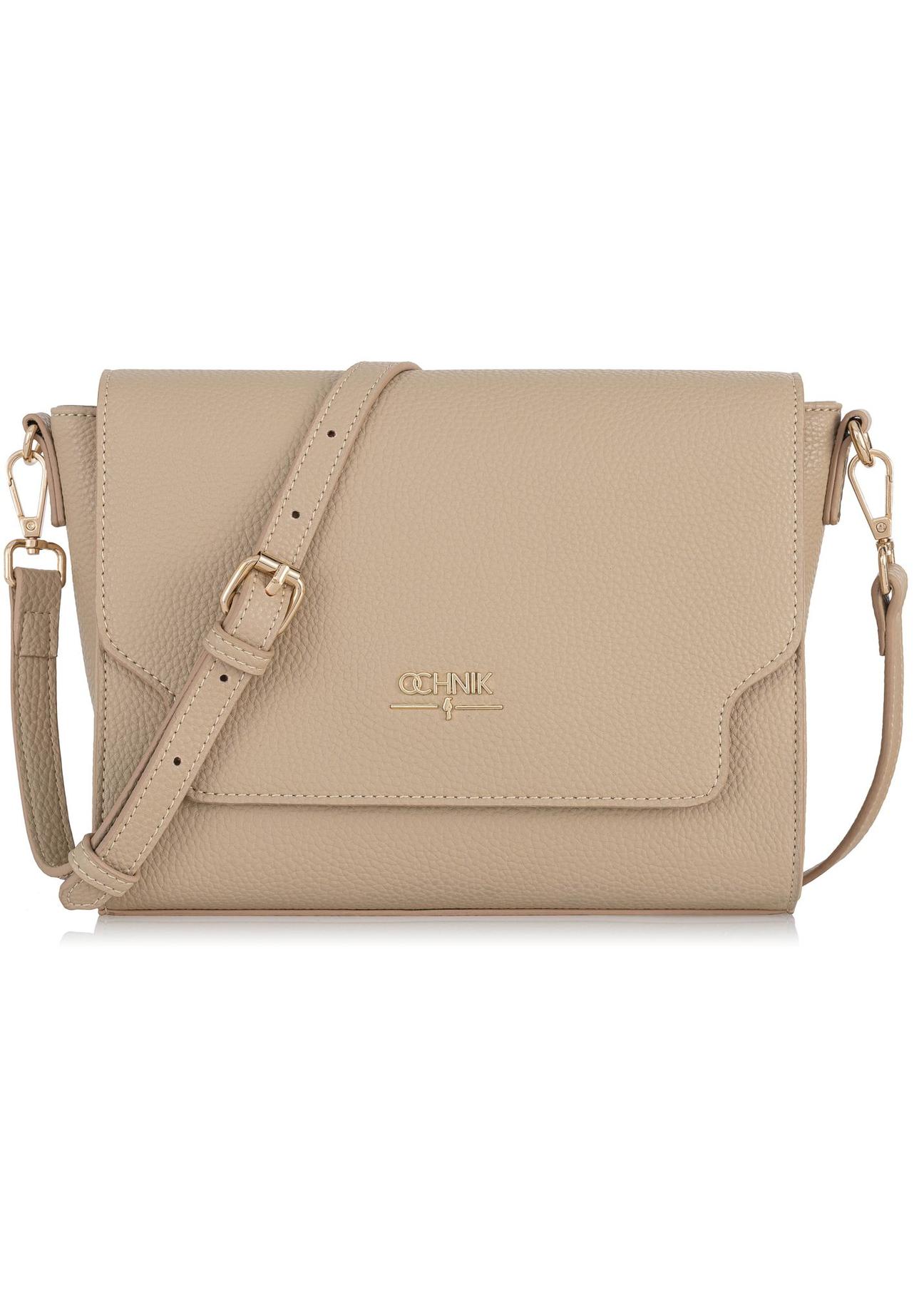 Beige imitation leather women's postbag TOREC-0899-81(W24)-01