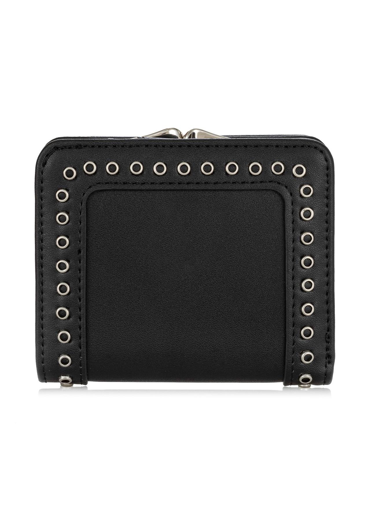 Black small women's wallet with rivets POREC-0384-99(W24)-04