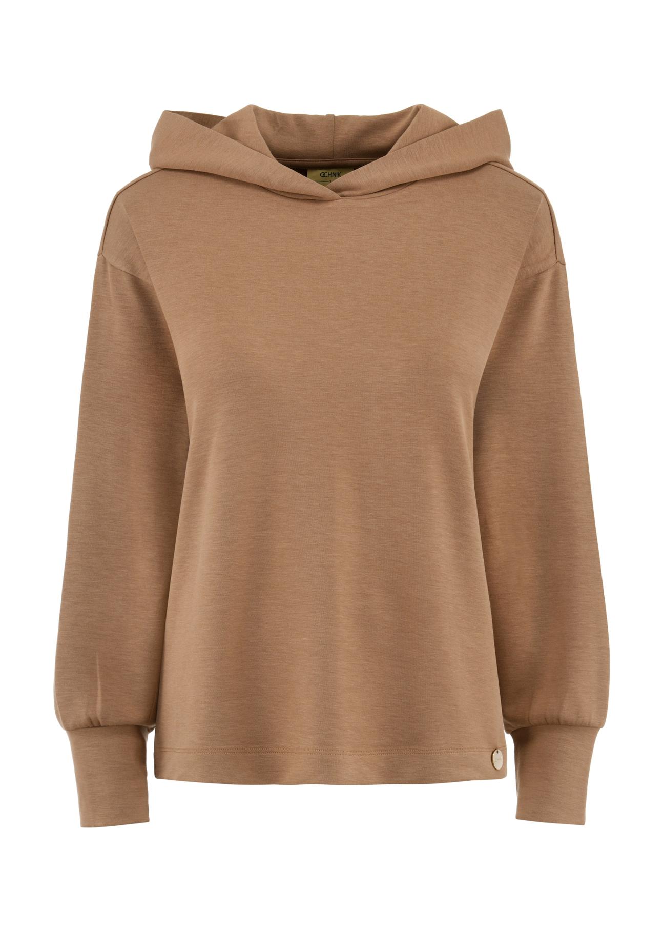 Women's hoodie in camel BLZDT-0097-24(W24)-04