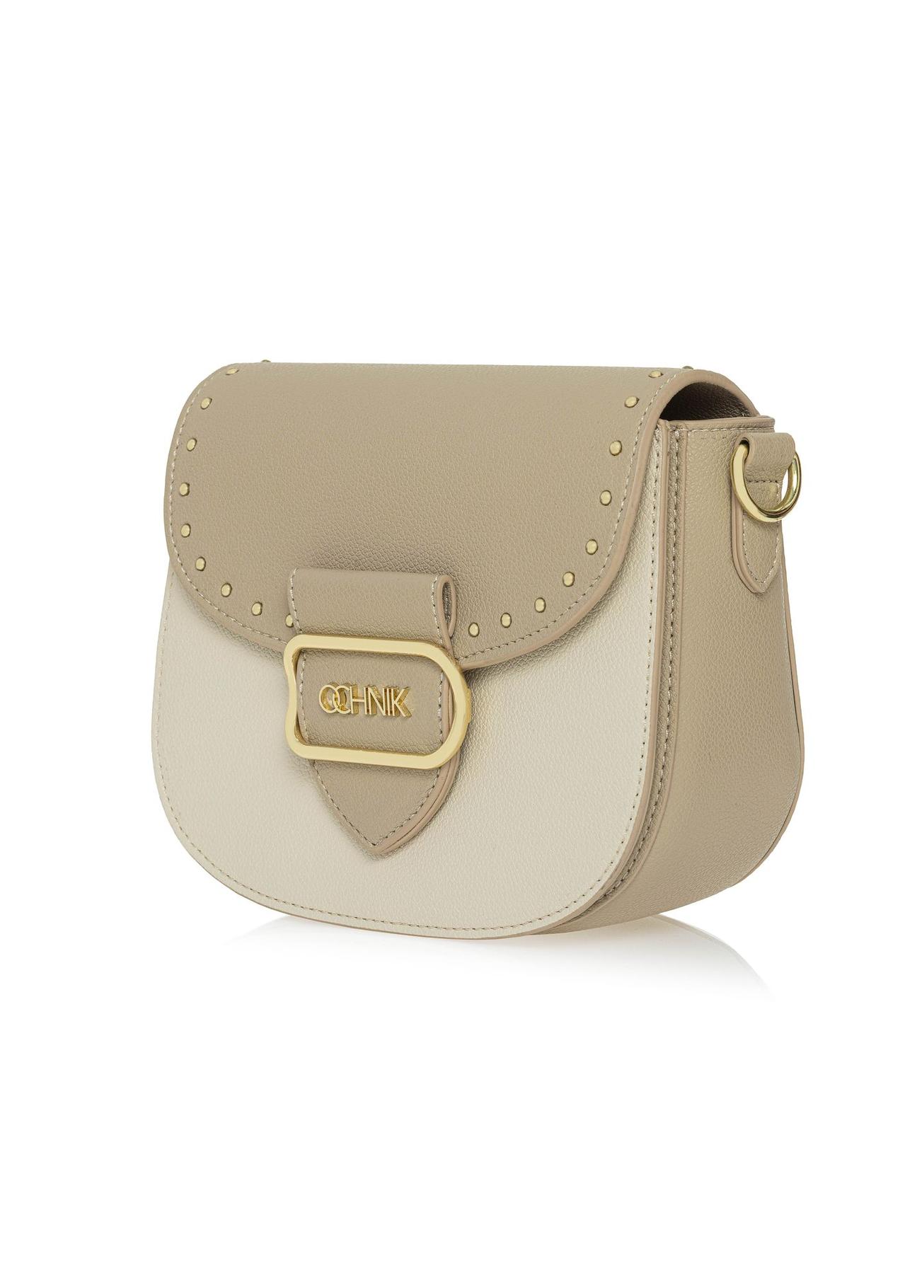 Cream women's messenger bag with studs TOREC-0880A-81(W25)-02