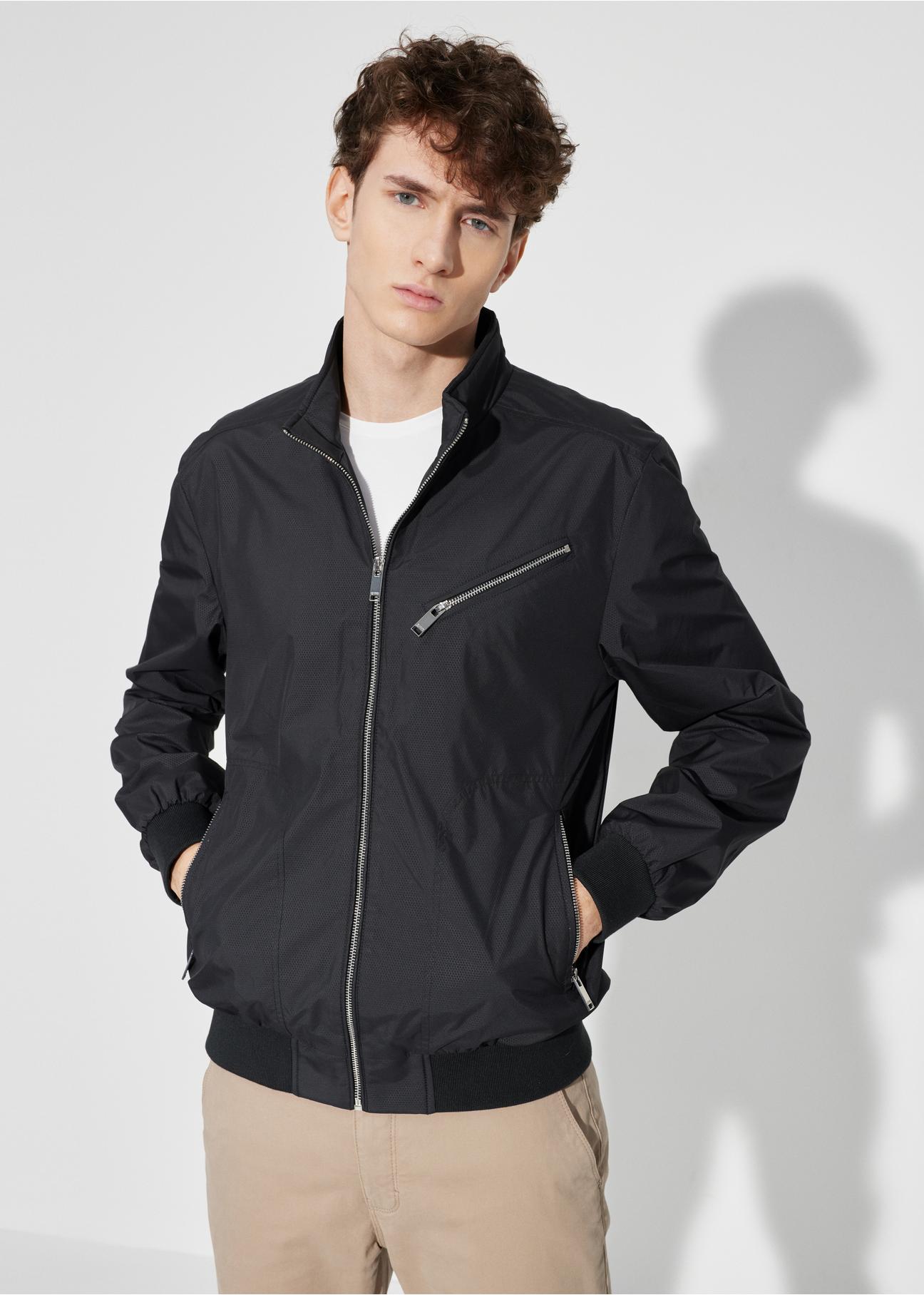 Men's black bomber jacket KURMT-0299-99(W24)-02