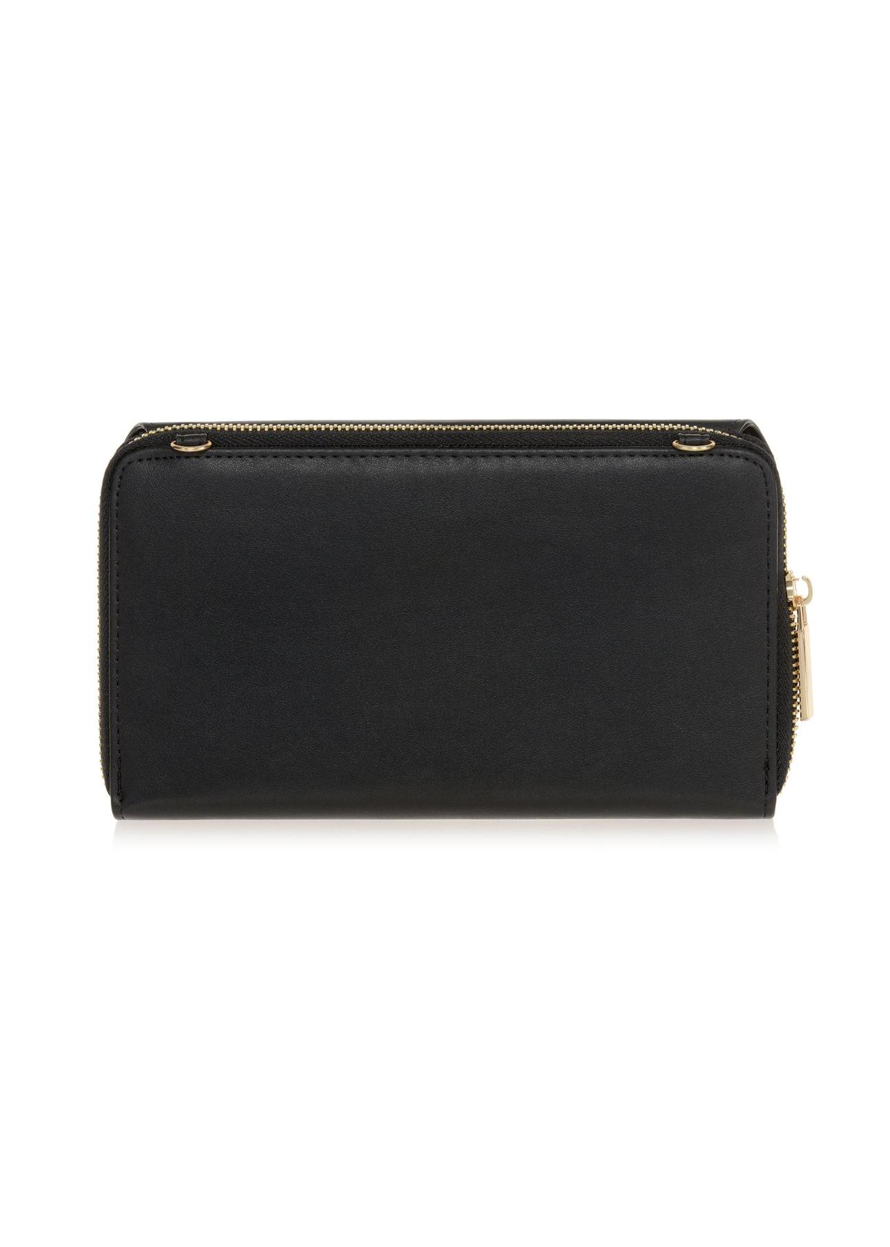 Large black women's wallet with strap POREC-0324-99(W23)-02