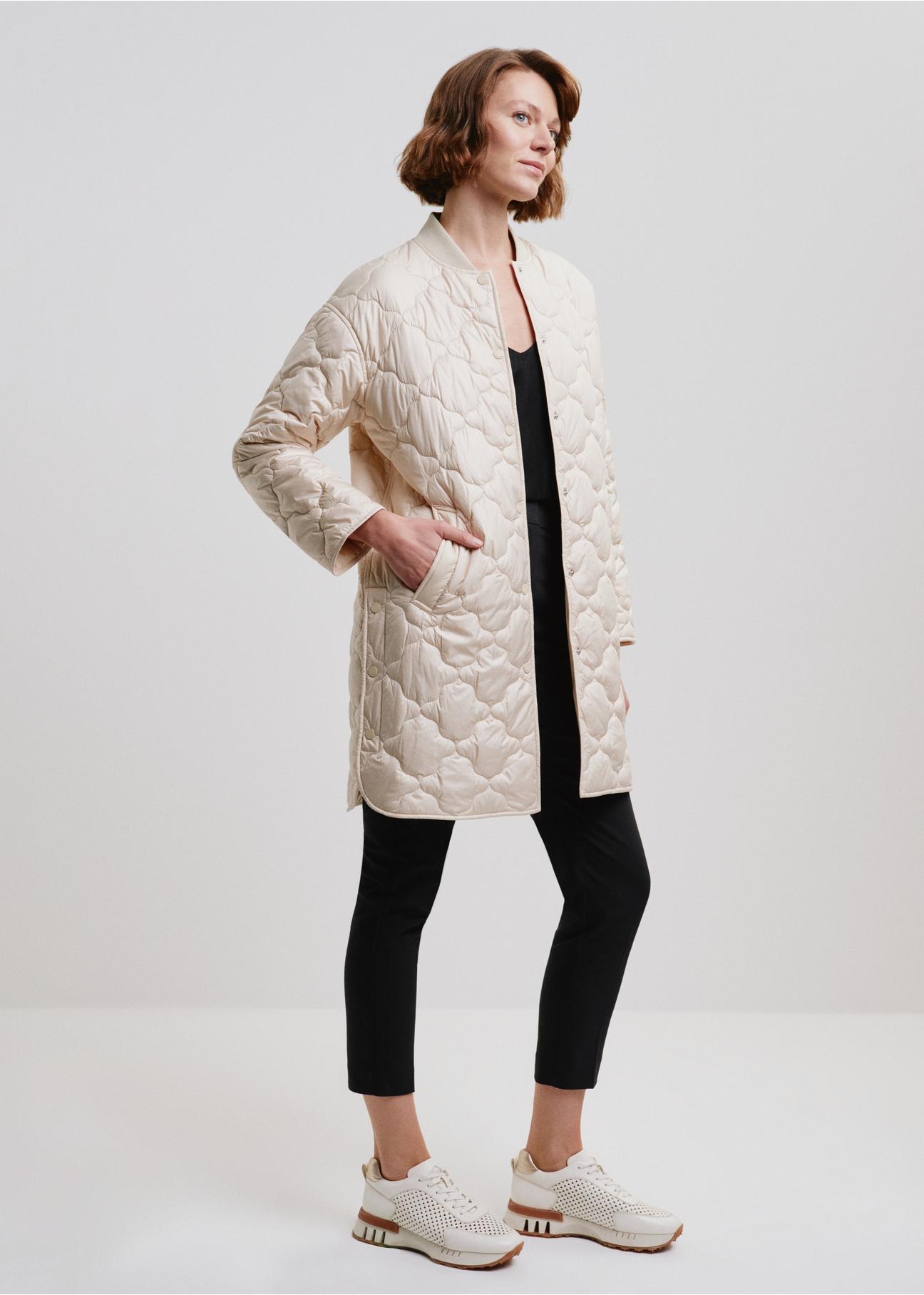 Women's beige quilted jacket KURDT-0508-80(W24)-03