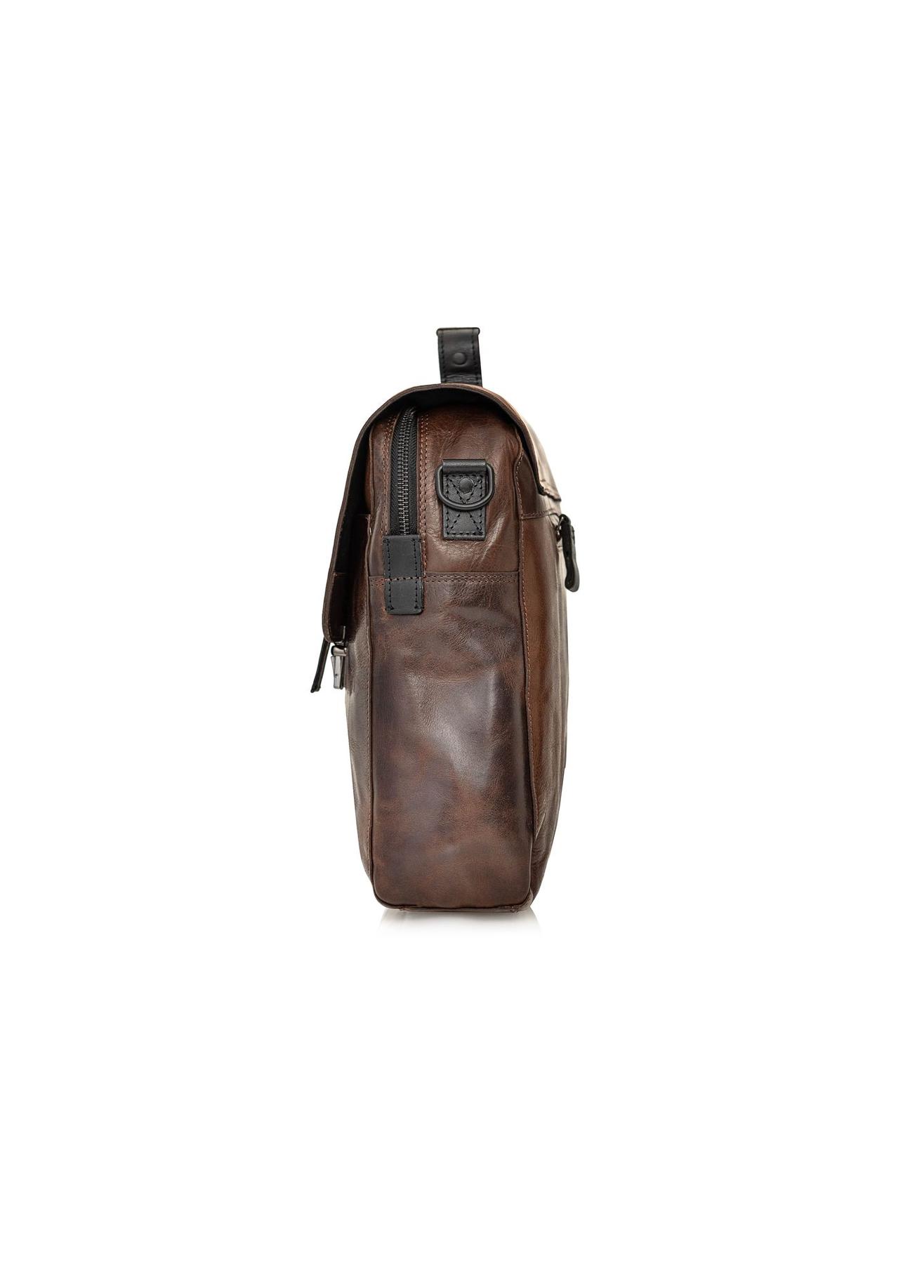 Brown leather men's briefcase TORMS-0102B-79(Z24)-03