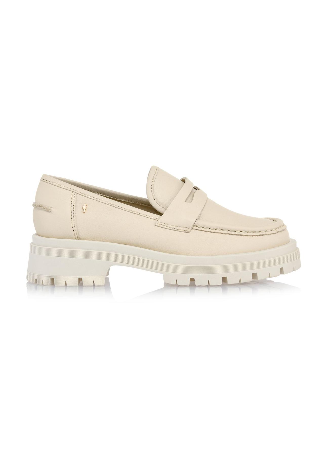 Women's beige leather loafers BUTYD-1069-81(W24)-01