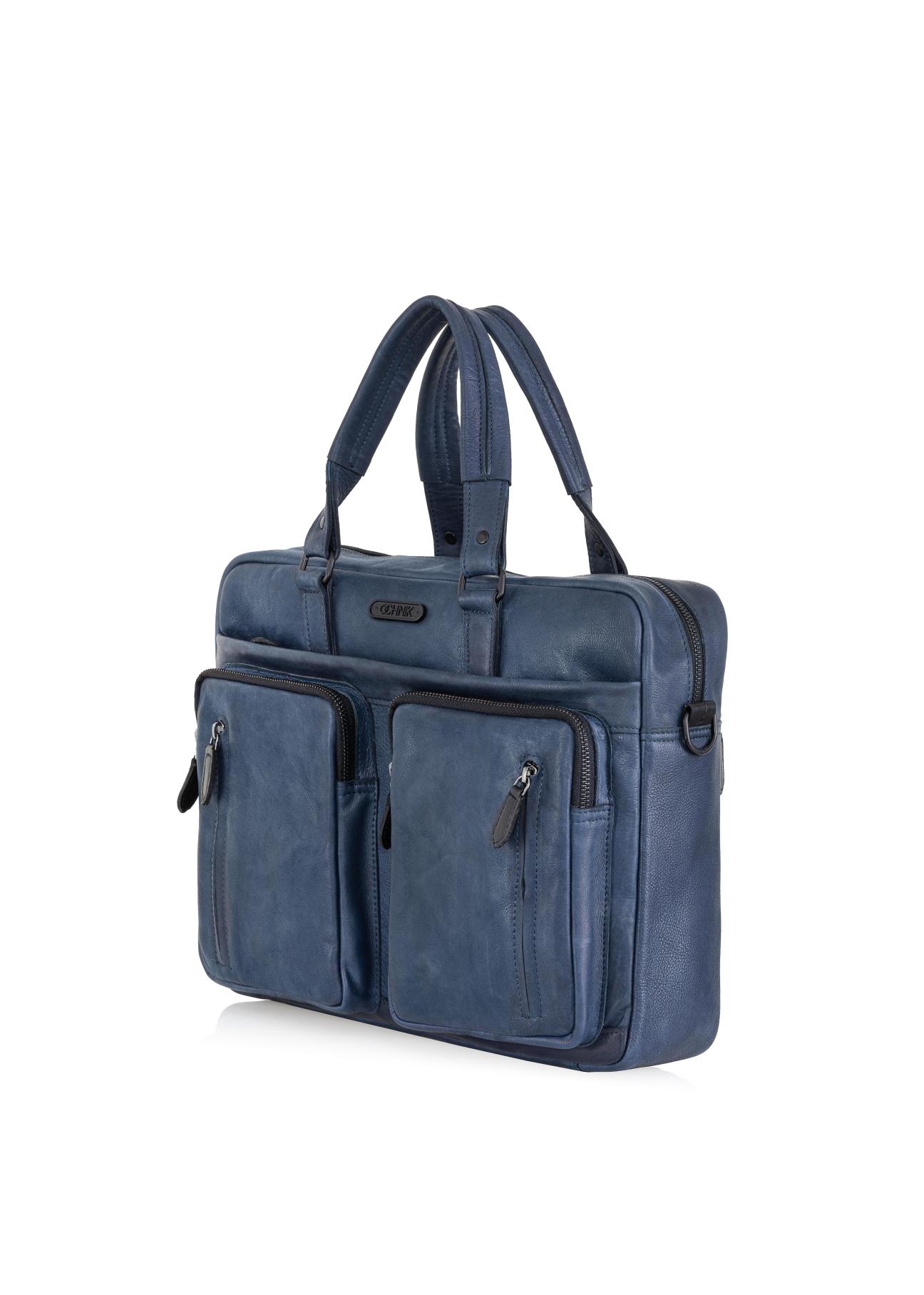 Men's navy blue leather bag TORMS-0046N-69(Z24)-06