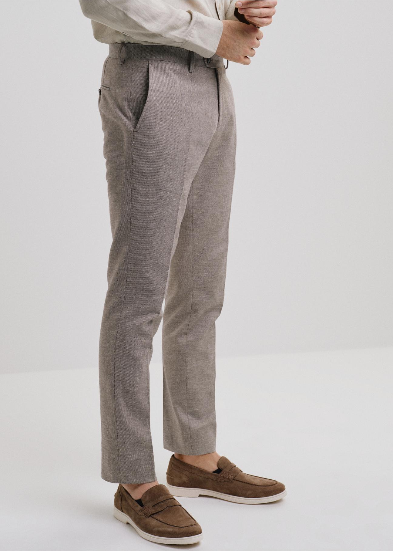 Beige men's suit pants SPOMT-0098-81(W24)-01