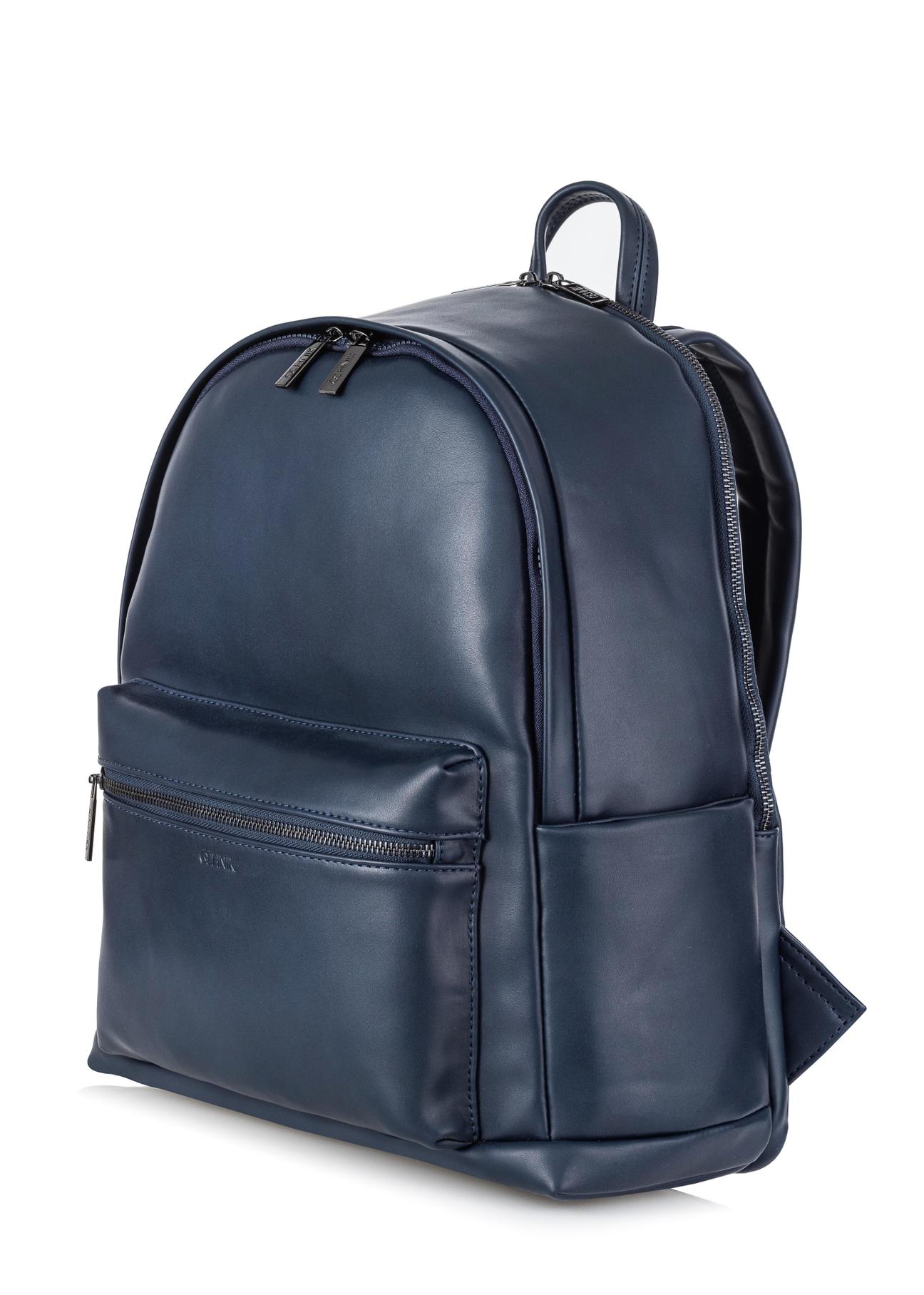 Elegant navy blue men's backpack PLCMN-0012-69(W23)-03