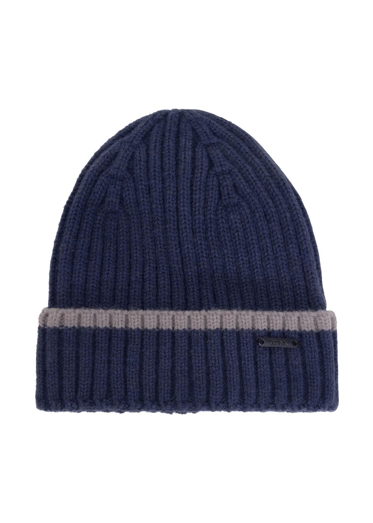 Navy blue men's winter hat CZAMT-0076-90(Z24)-01