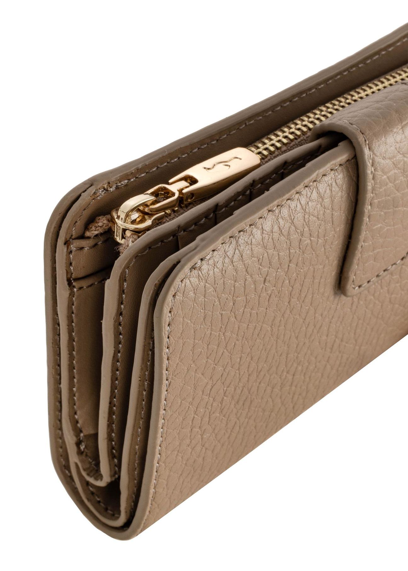 Women's beige leather wallet PORES-0896-80(W24)-08