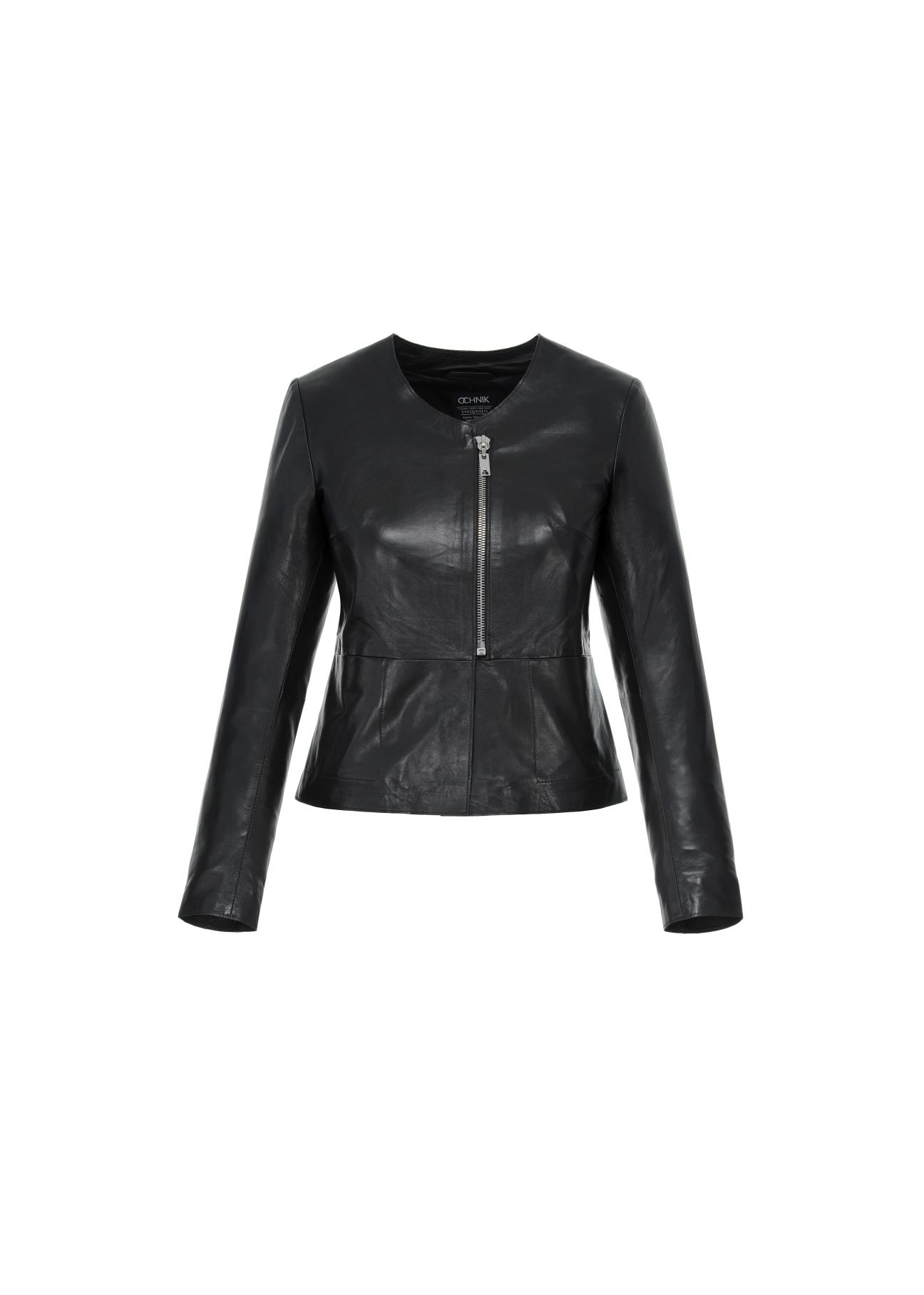 Women's classic black leather jacket KURDS-0232-4229(Z23)-05