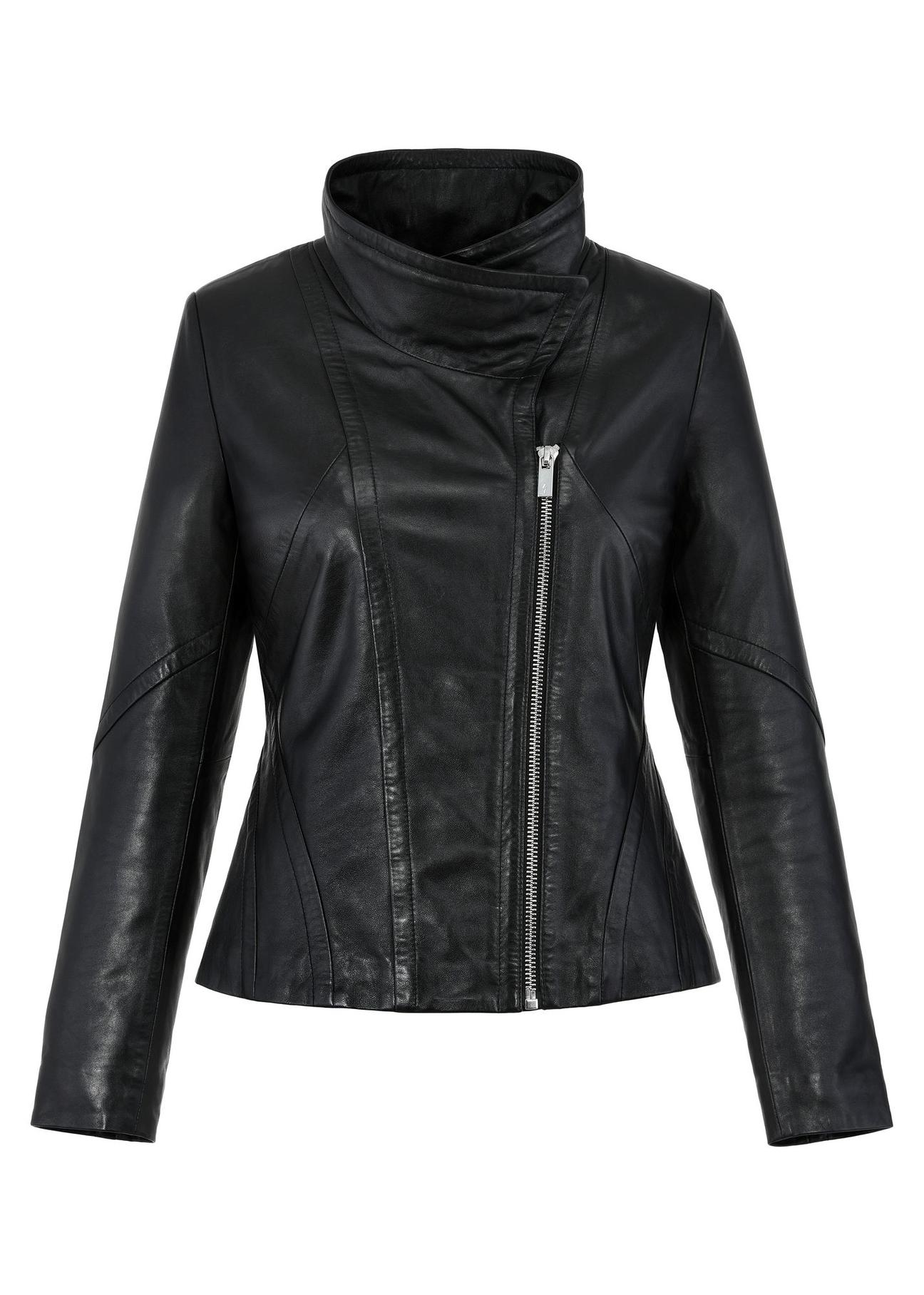 Women's leather jacket in black color KURDS-0501-5491(Z24)-04