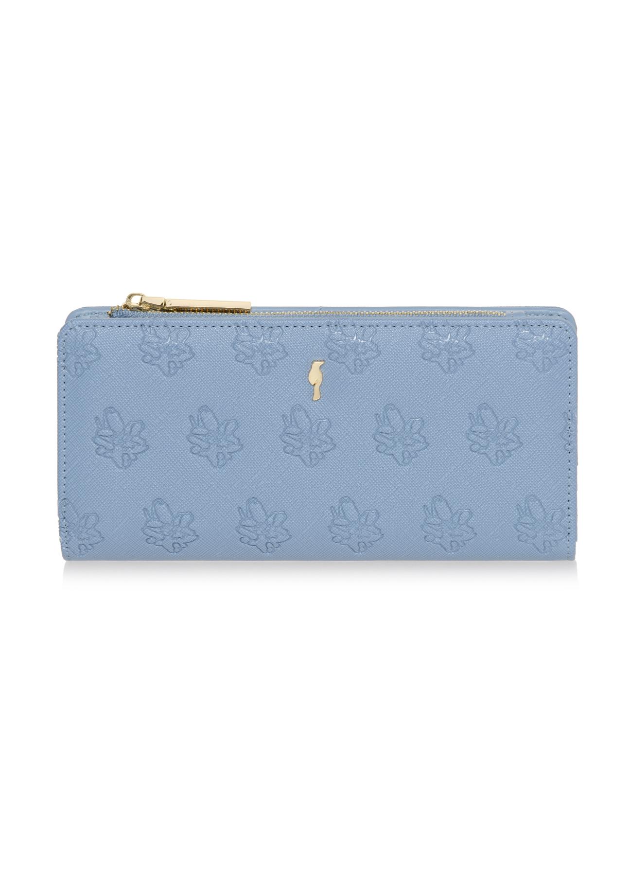 Large blue ladies wallet with embossing POREC-0320-61(W23)-01